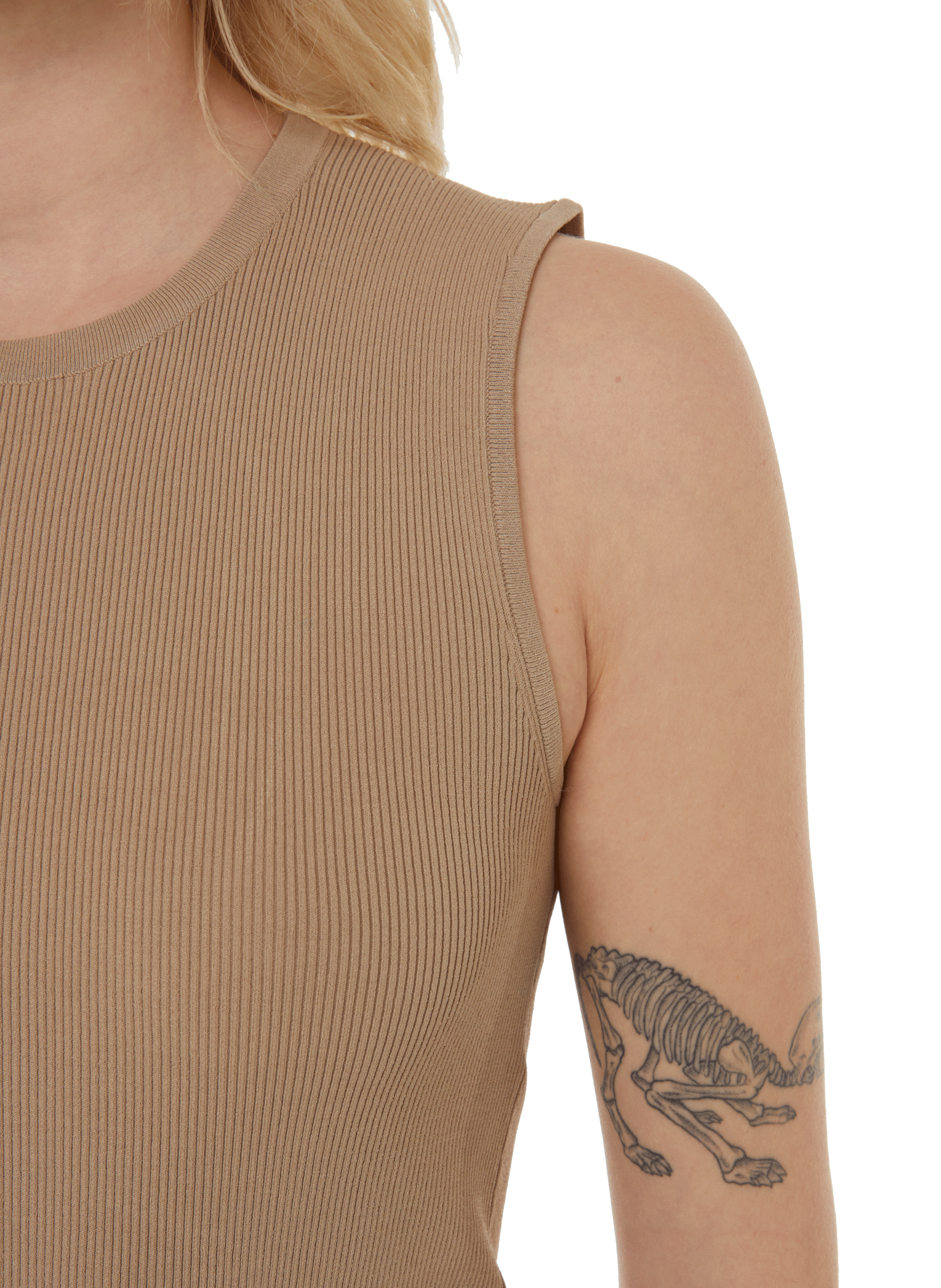 Gisele sleeveless ribbed knit top TIBI Beige