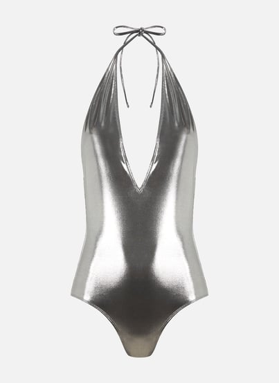 Silver metallic bathing suit sales