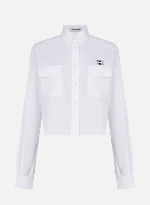 قميص قصير مع جيوب WhiteMIU MIU 