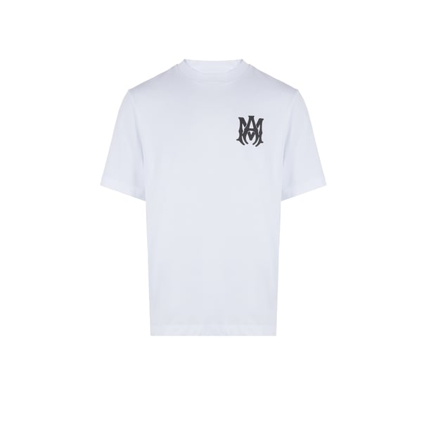Amiri Men White Crewneck T-shirt With Logo Print On The Front And Logo Lettering On The Rear In Cott In Multi
