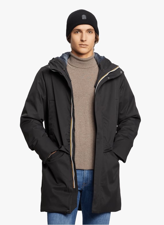 Parka droite à capuche | Noir by K-WAY Parka droite à capuche Noir