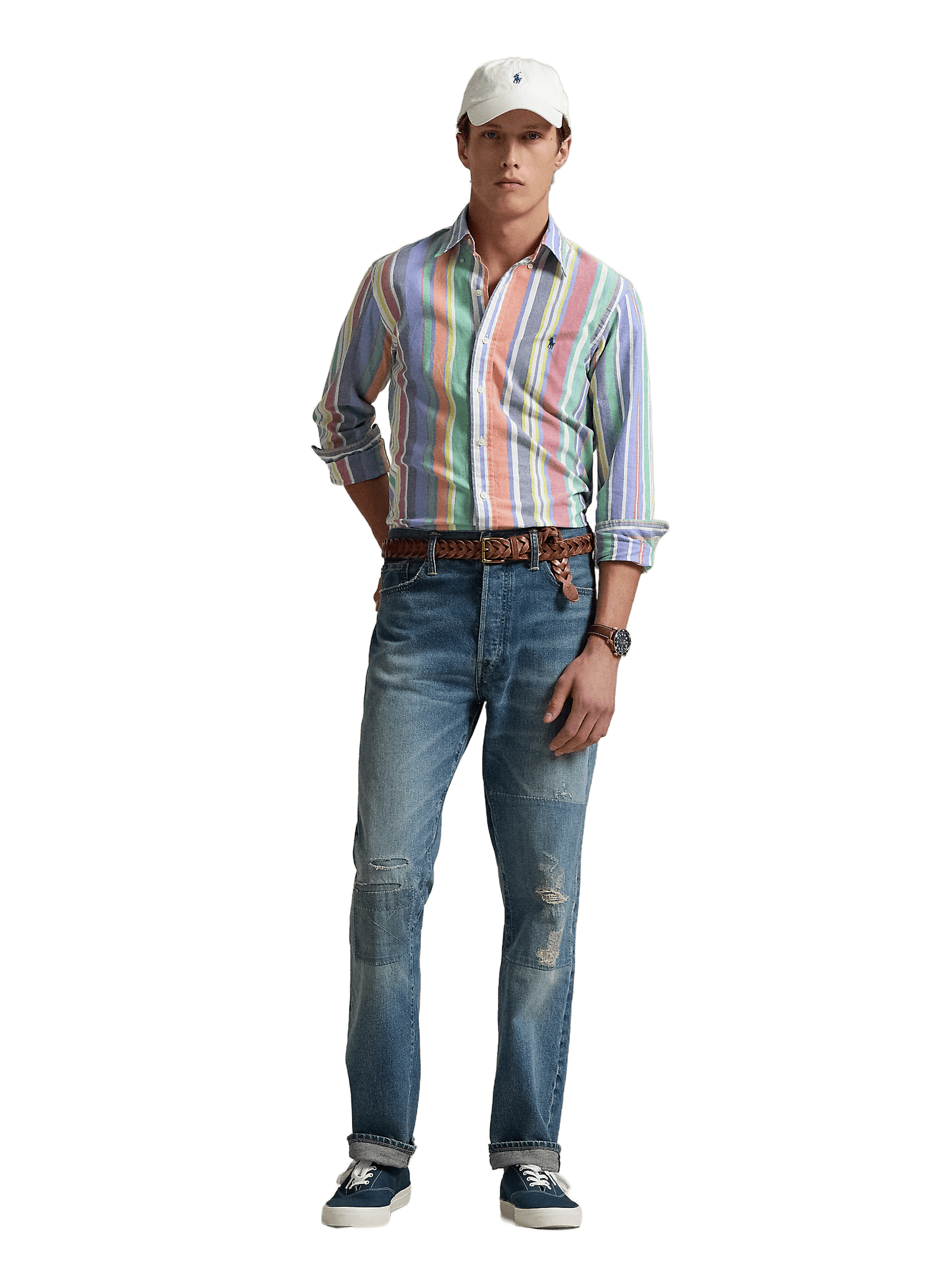 Chemise à rayures en coton POLO RALPH LAUREN Bleu