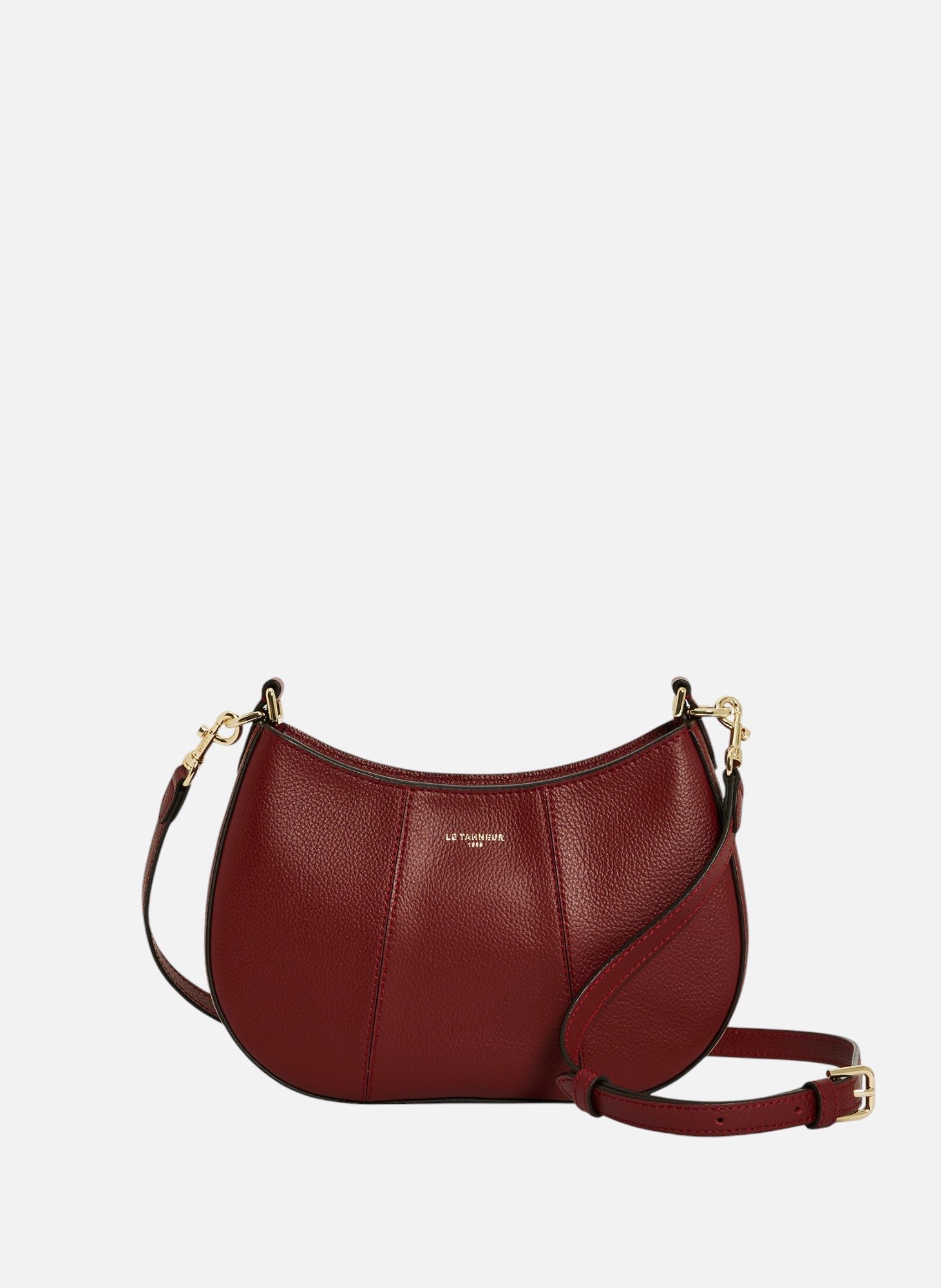 Petit sac demi-lune juliette en cuir grainé LE TANNEUR Rouge