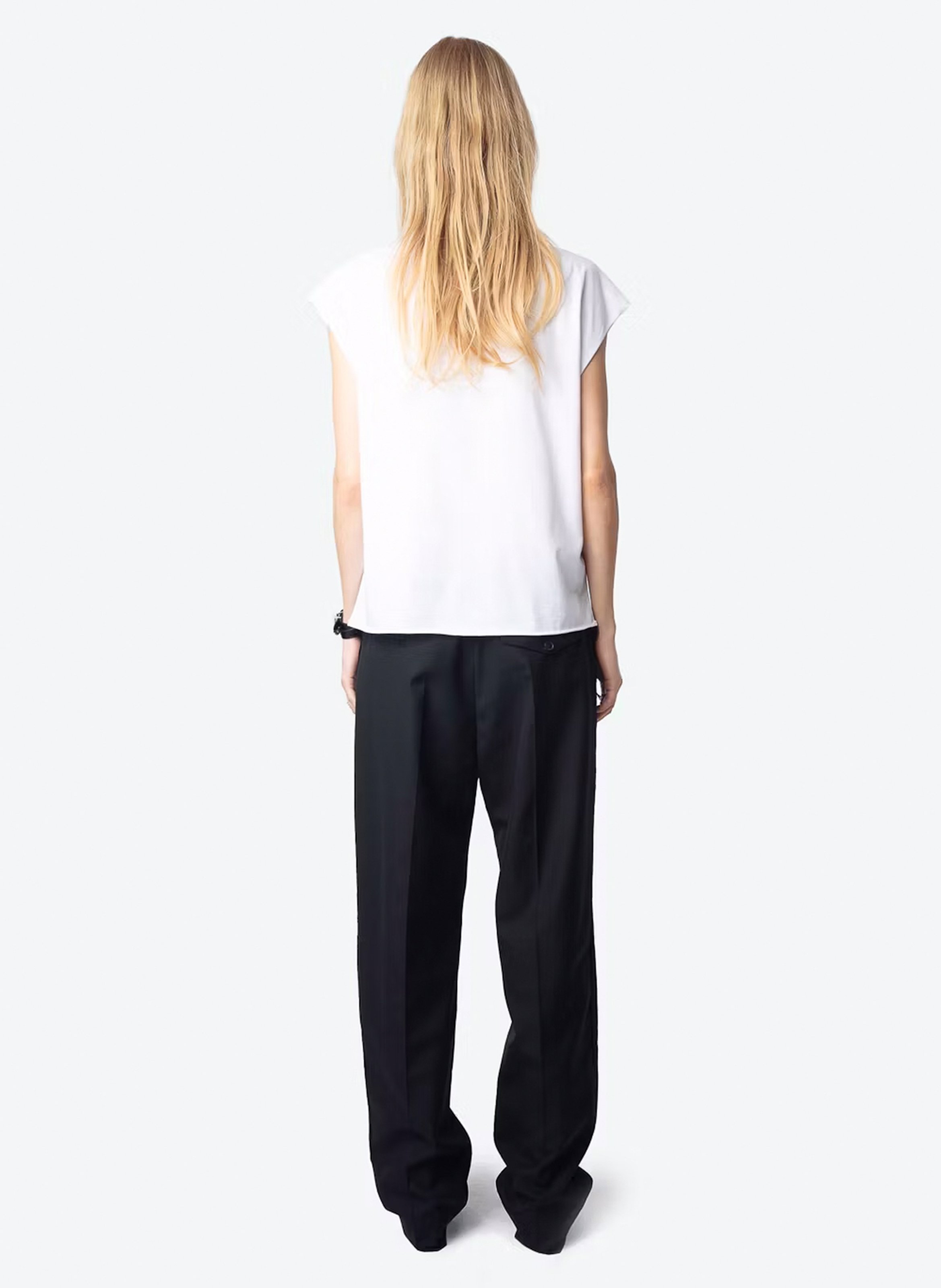 Tee-shirt sans manches avec strass devant cloe ZADIG&VOLTAIRE Blanc