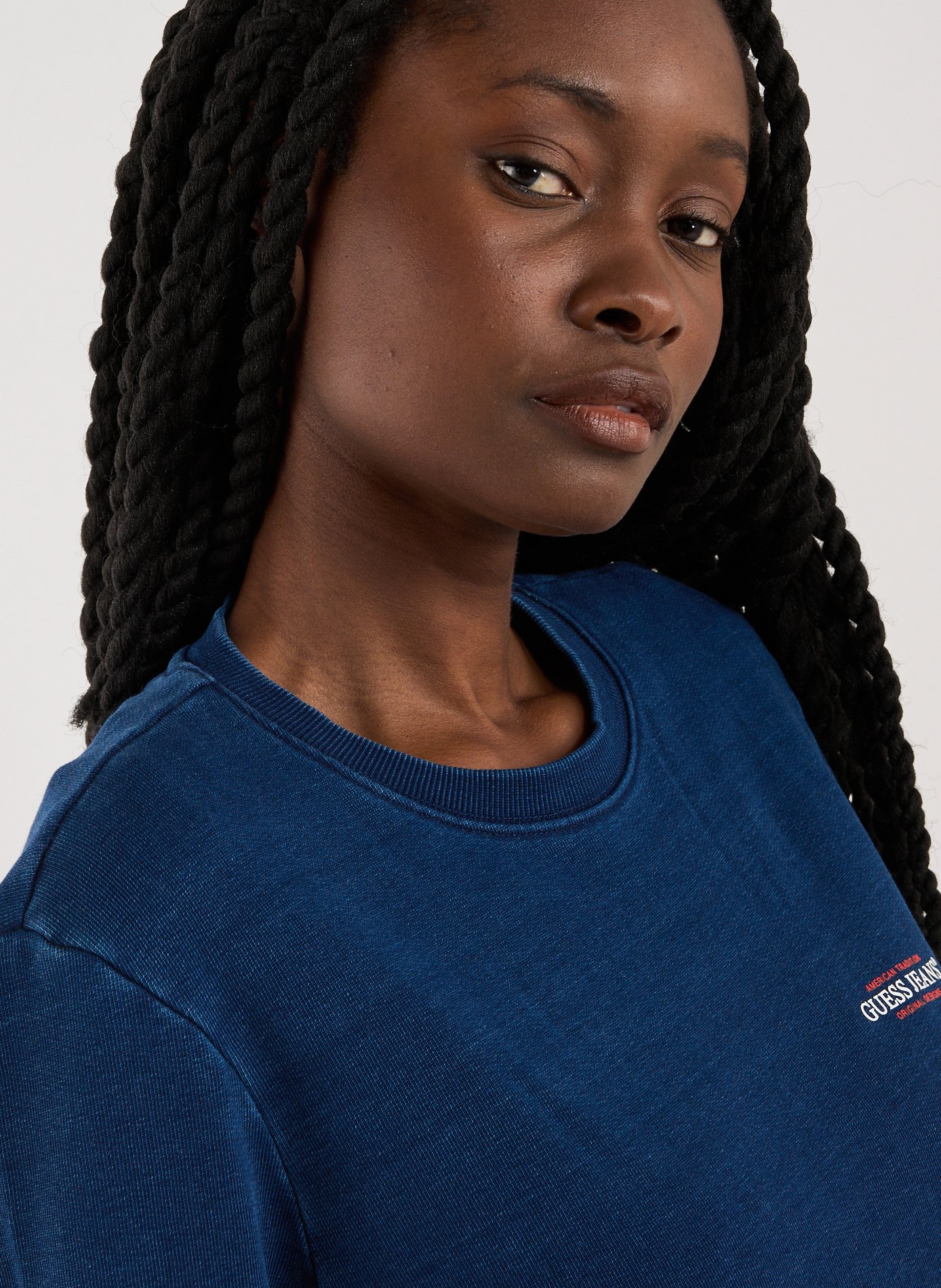 Pull en coton GUESS Bleu