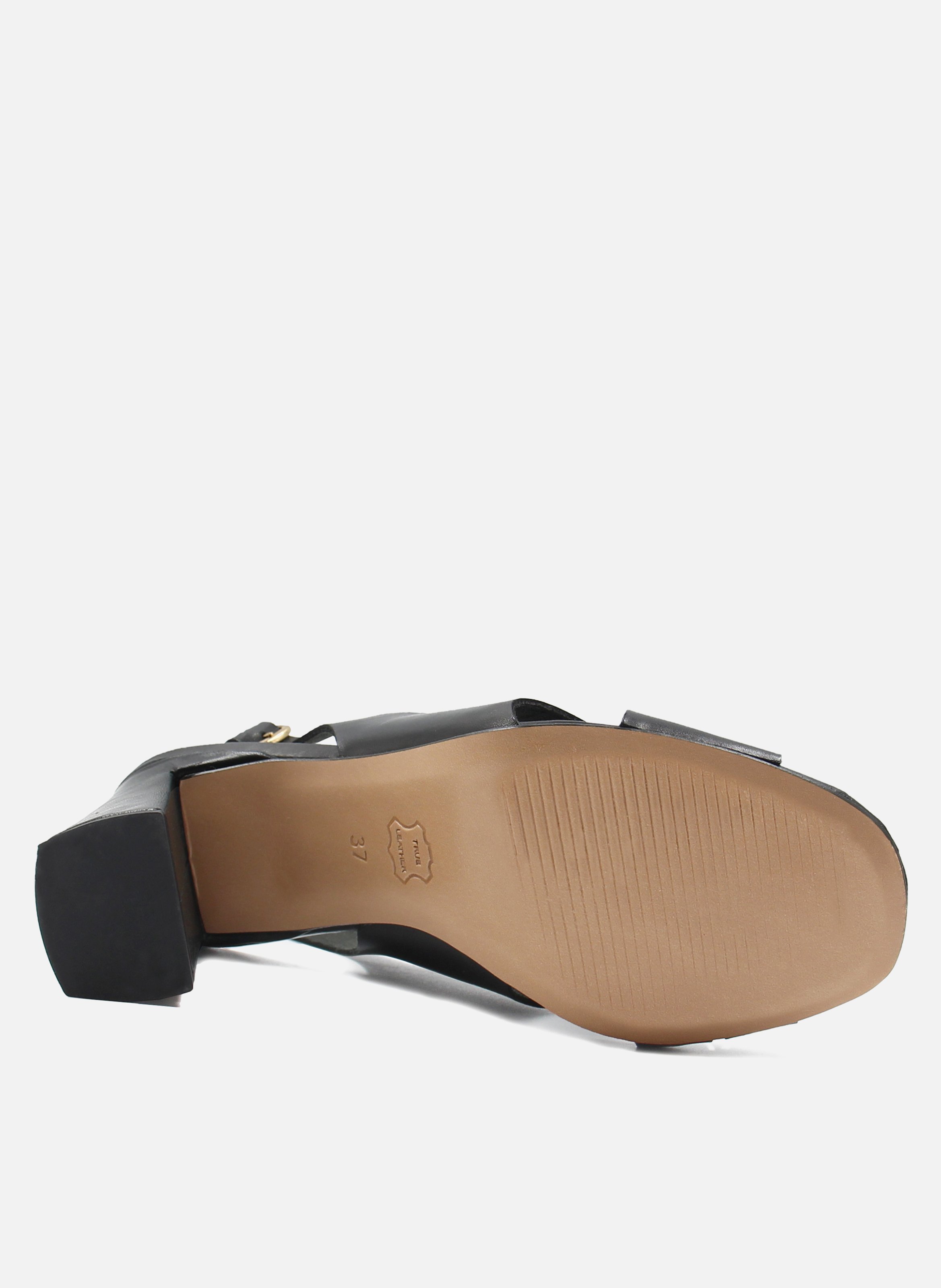 Sandales graphique cuir tannage végétal JULES & JENN Noir