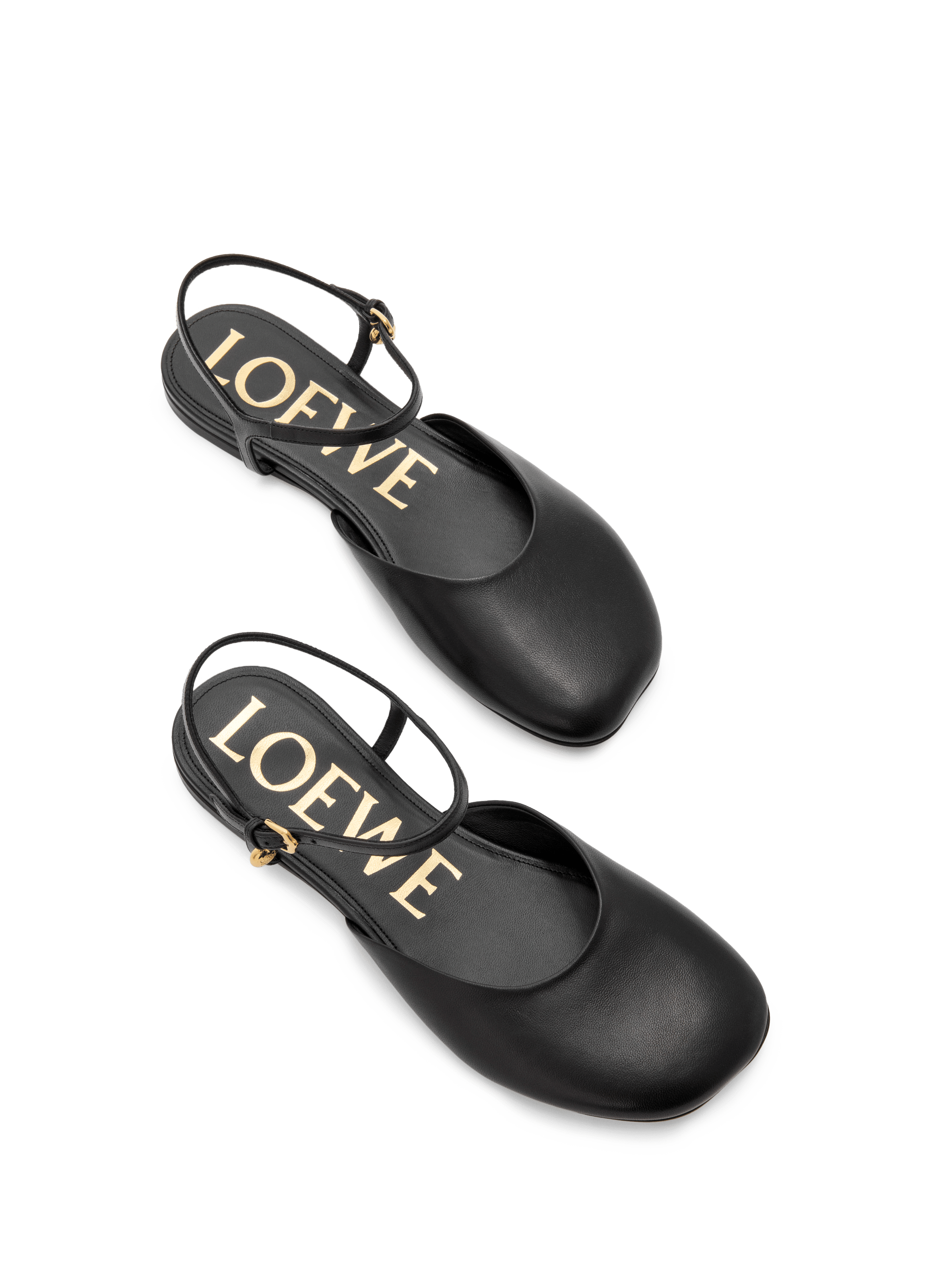 Ankle strap lamb leather ballet flats LOEWE Black
