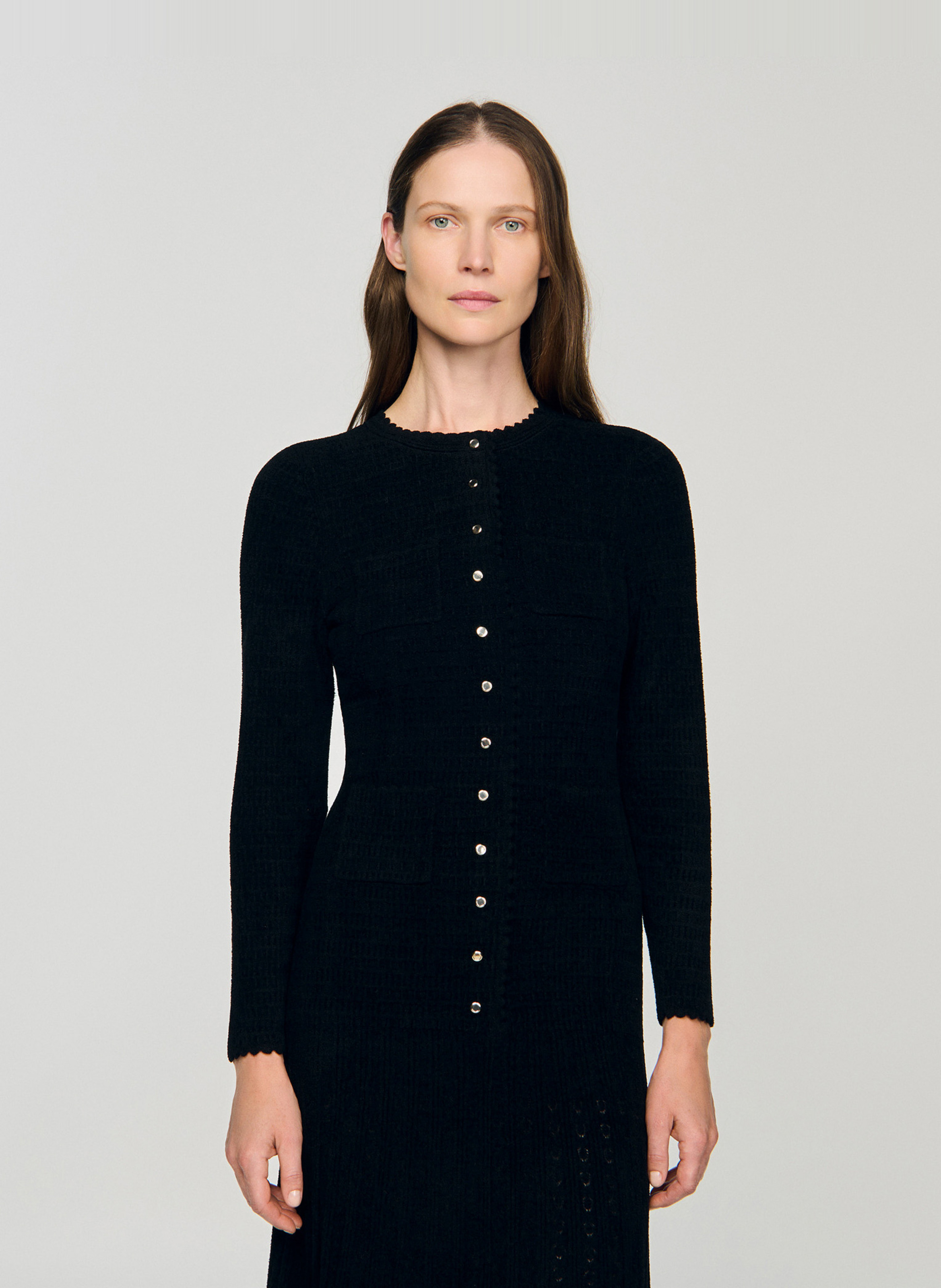 Robe midi col rond SANDRO Noir