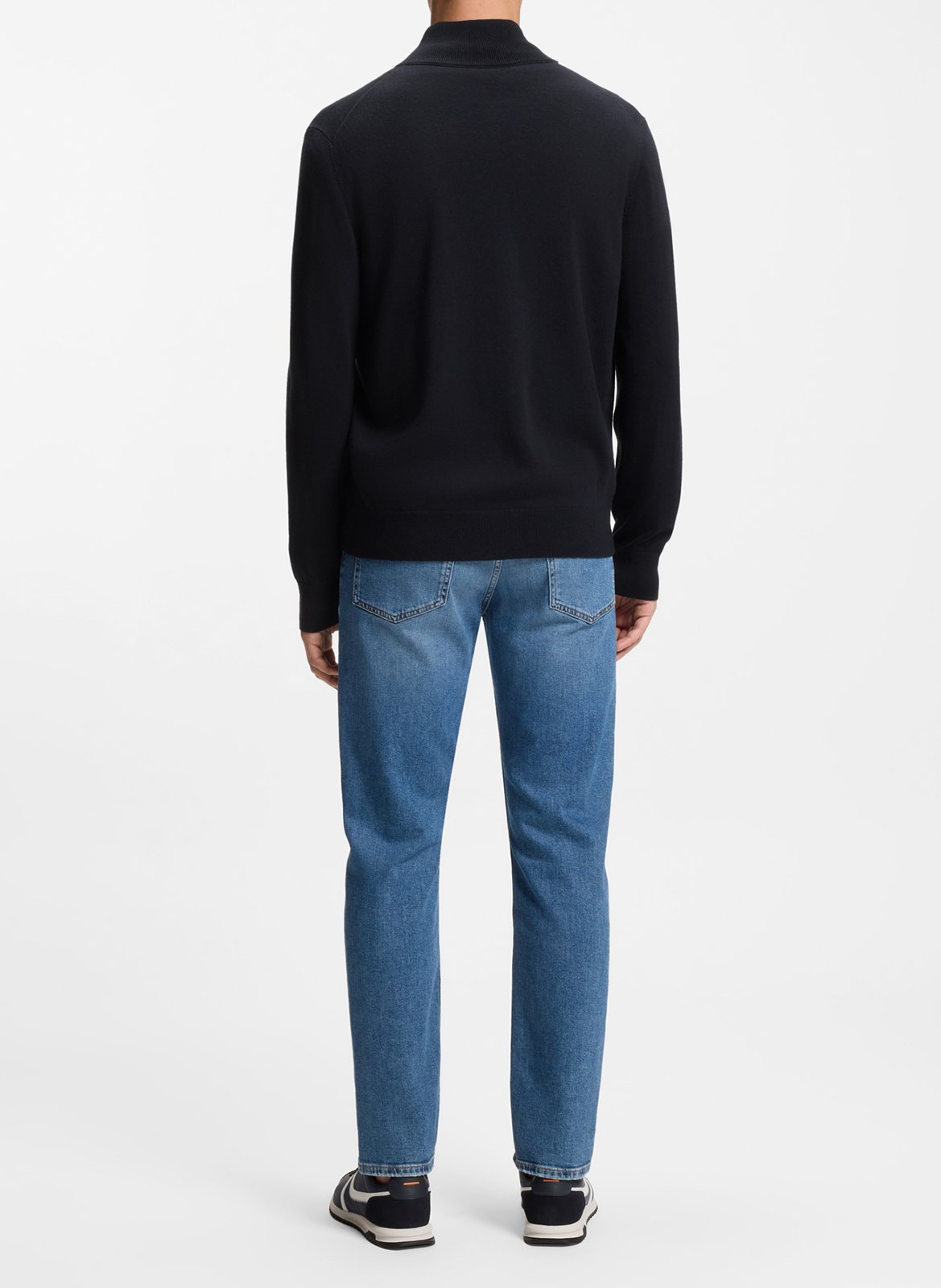 Gilet col montant en coton et en cachemire mélangés BOSS Bleu