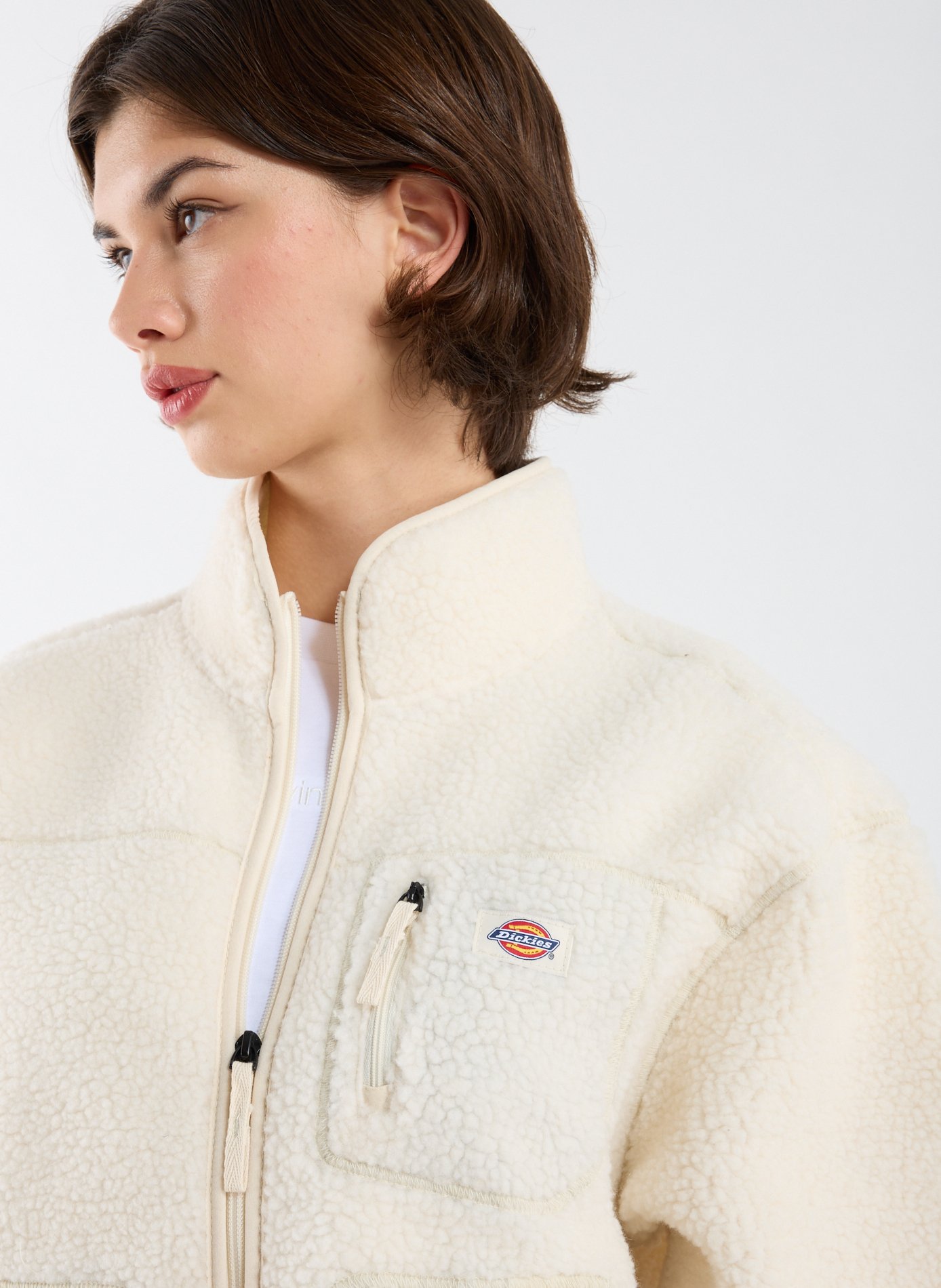 Straight sherpa jacket with high collar DICKIES Grey