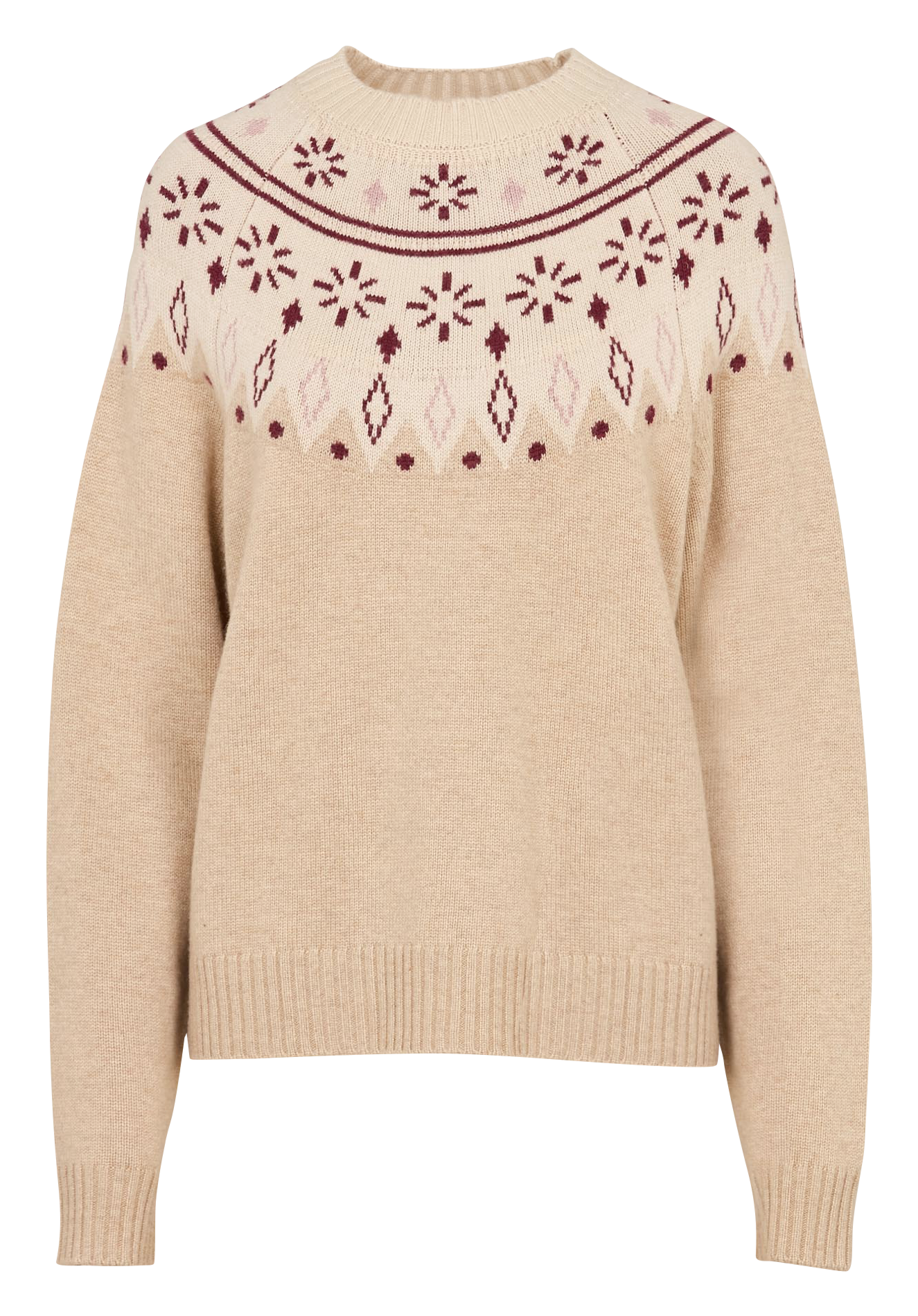 Pull droit en maille imprimée IKKS Beige