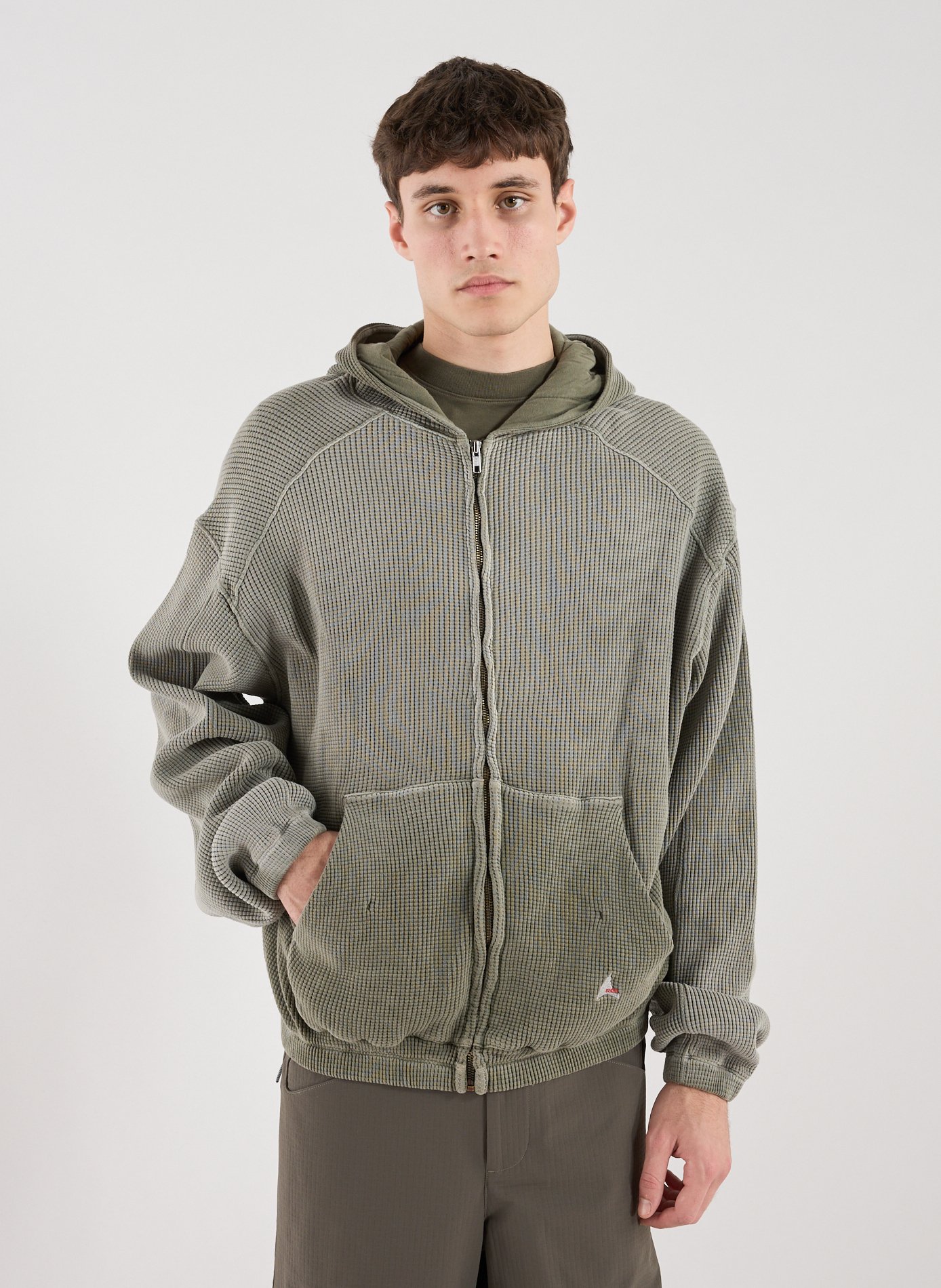 Sweat à capuche zippé Bee Sun en coton ROA Kaki