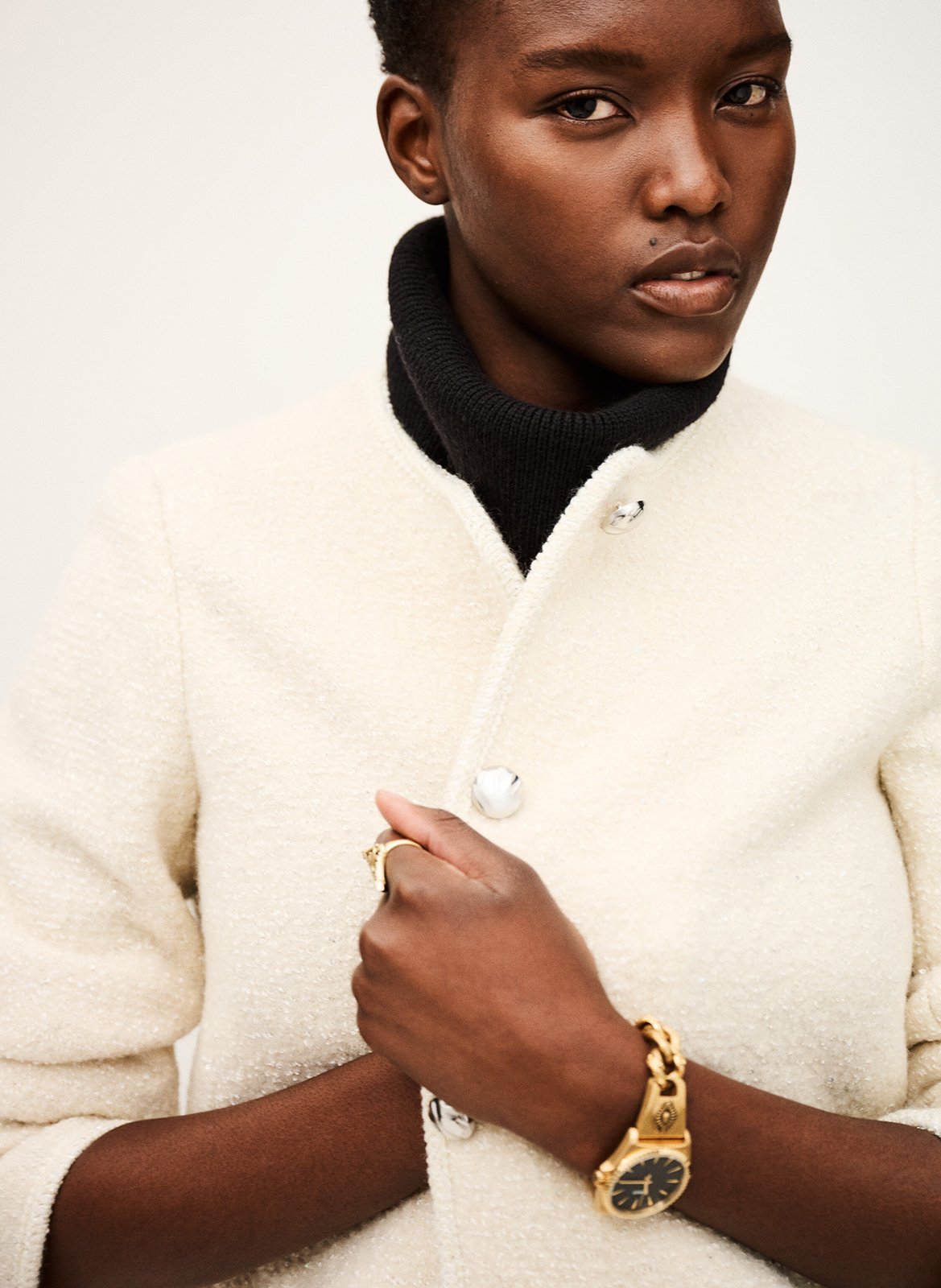 Veste courte boutonnée en maille bouclée ceredith BA&SH Beige