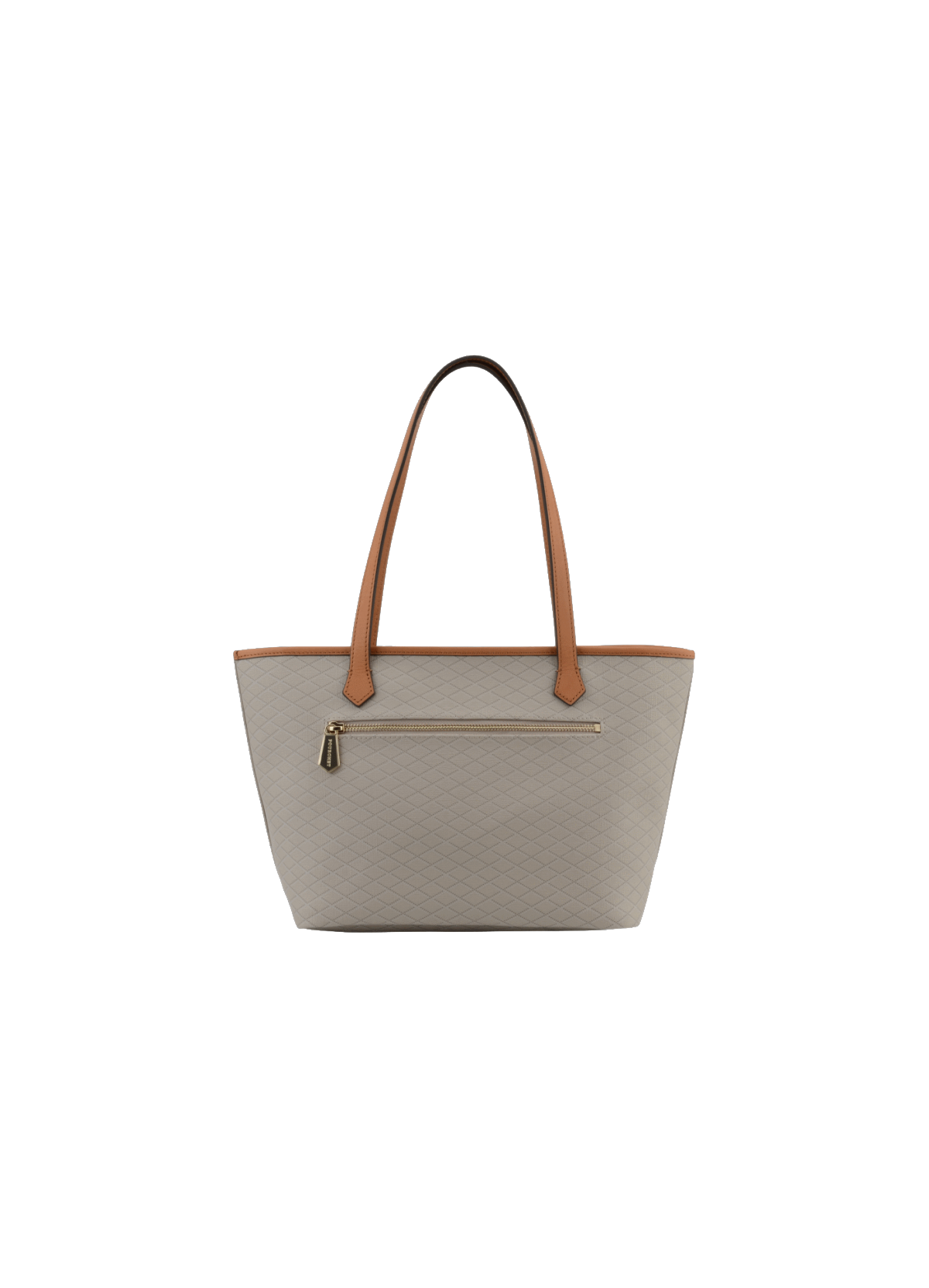 Waves | Sac cabas PM en toile enduite garnie cuir de vachette POURCHET Marron