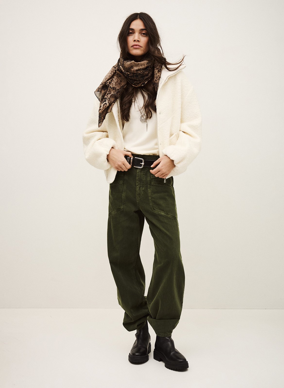 Manteau court ample en laine mélangée vito BA&SH Beige