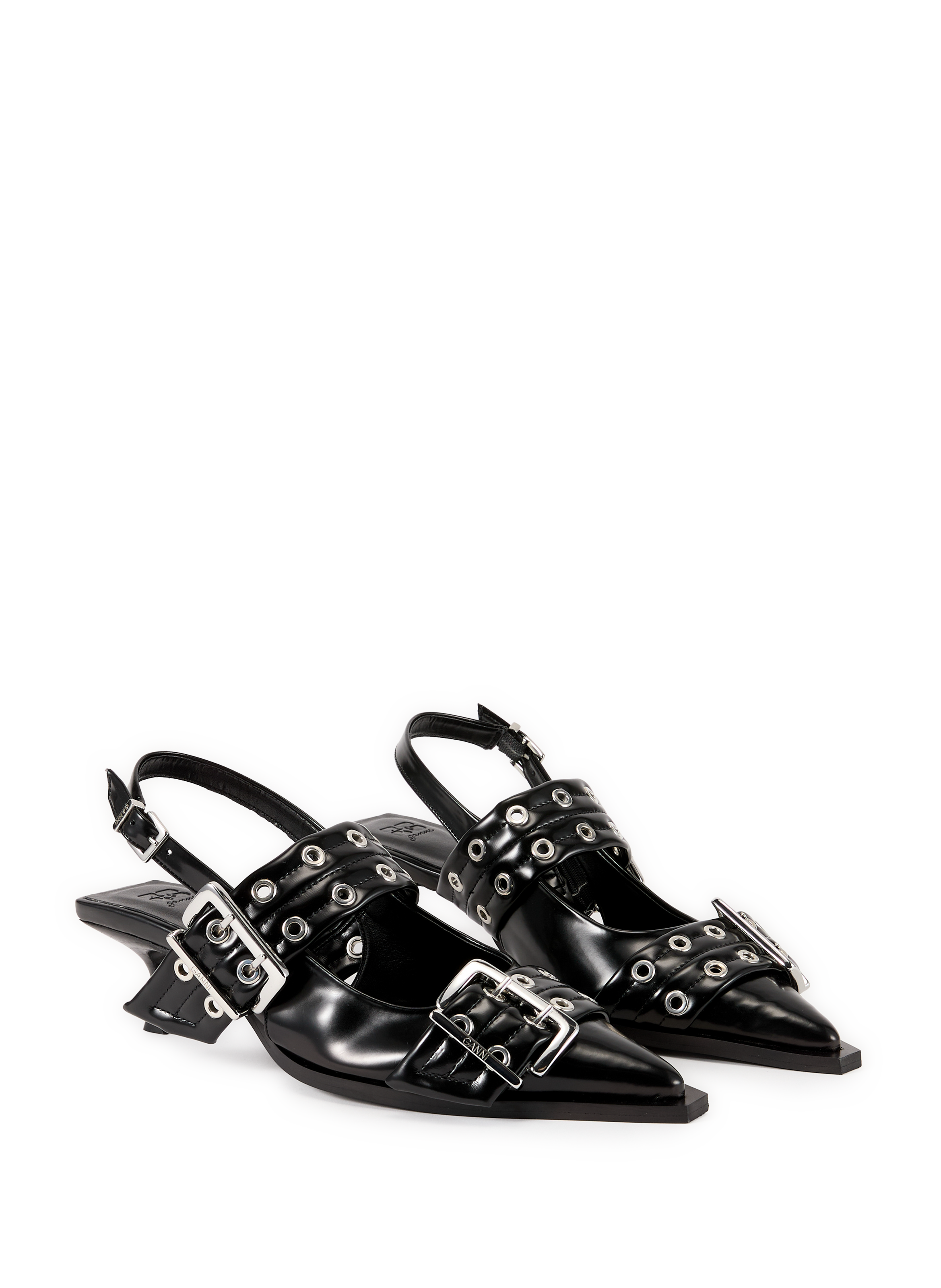 Sling-back with buckles GANNI Black