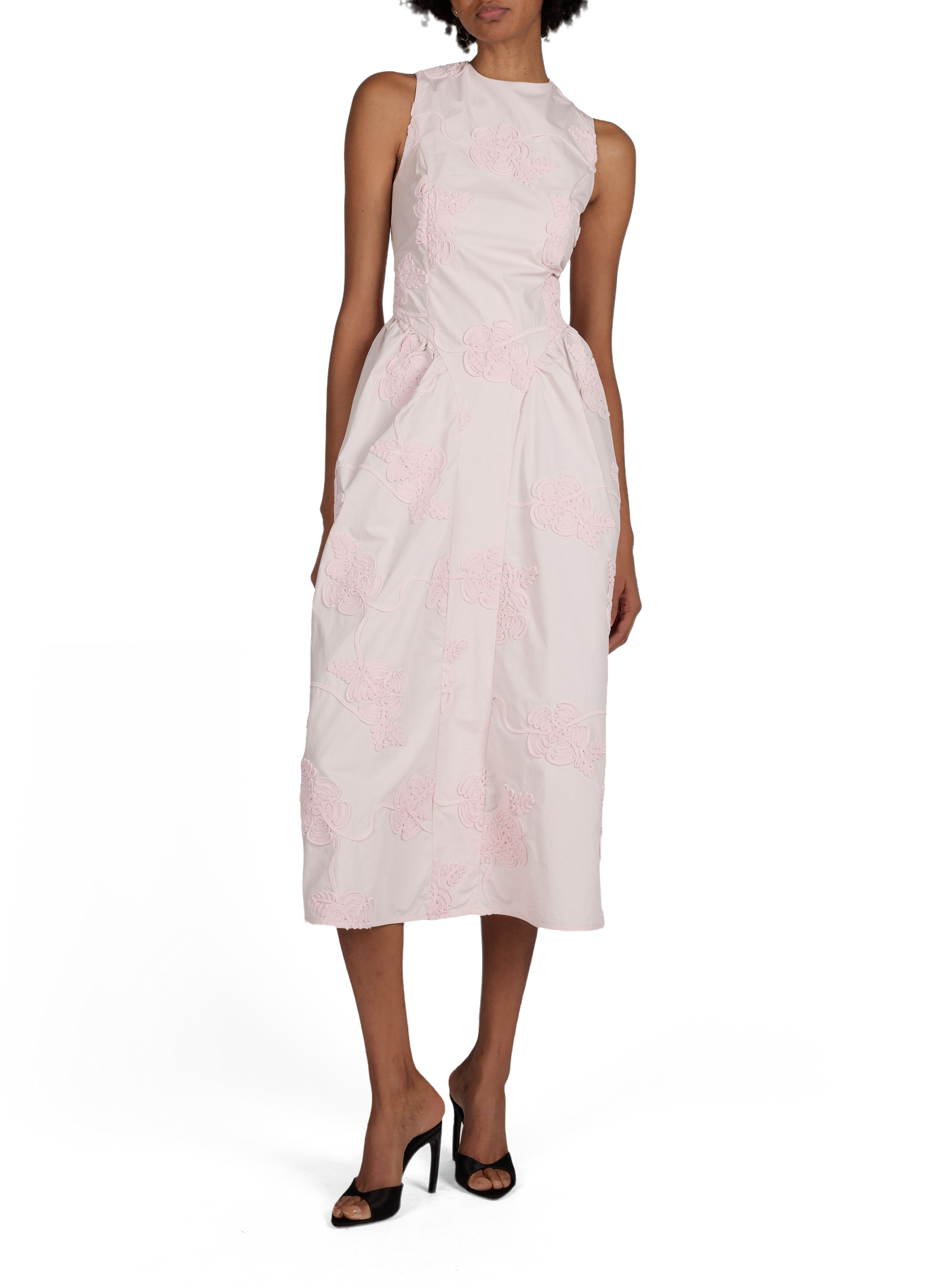 Robe midi fleurie en coton ROTATE Rose