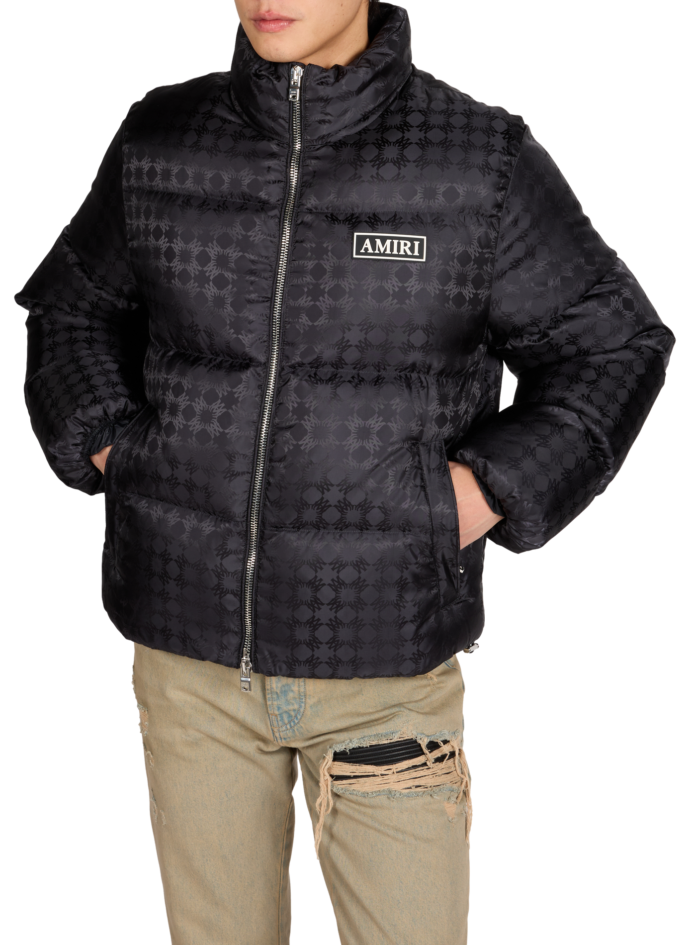 Jacket with high neck logo AMIRI Black