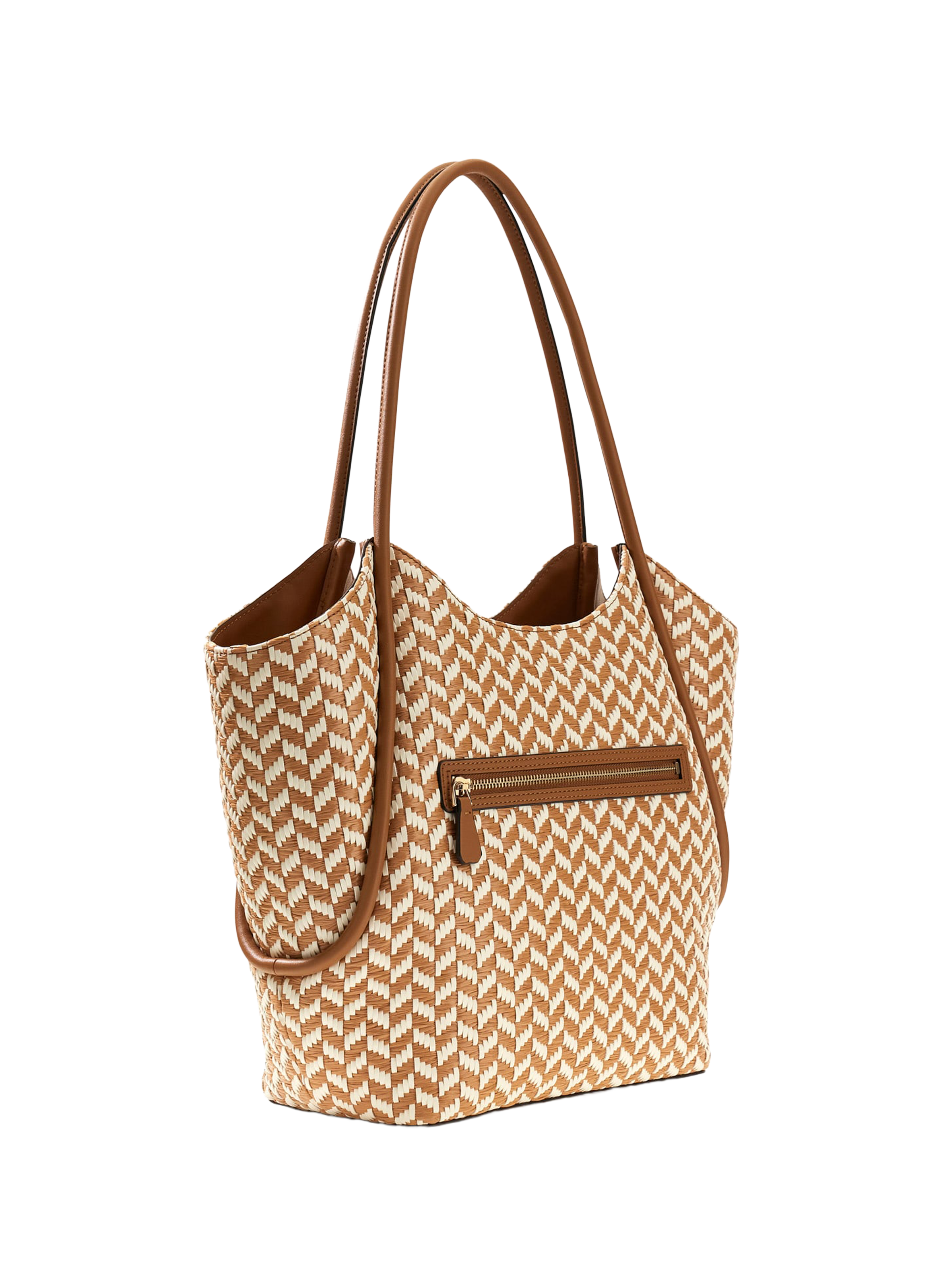 Braided shopping handbag by Tessi GUESS Brown