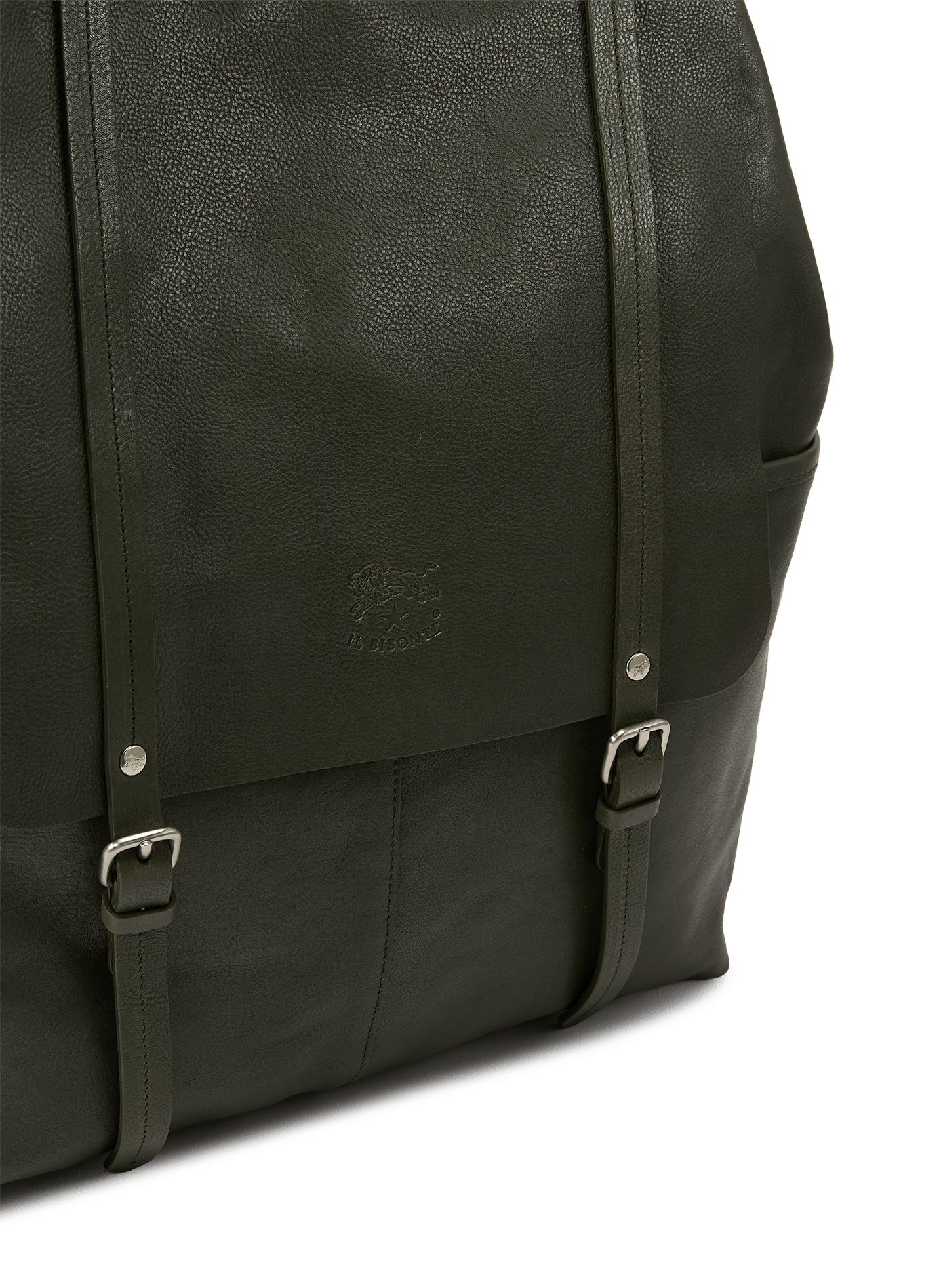 Sac à dos en cuir de vachette IL BISONTE Kaki