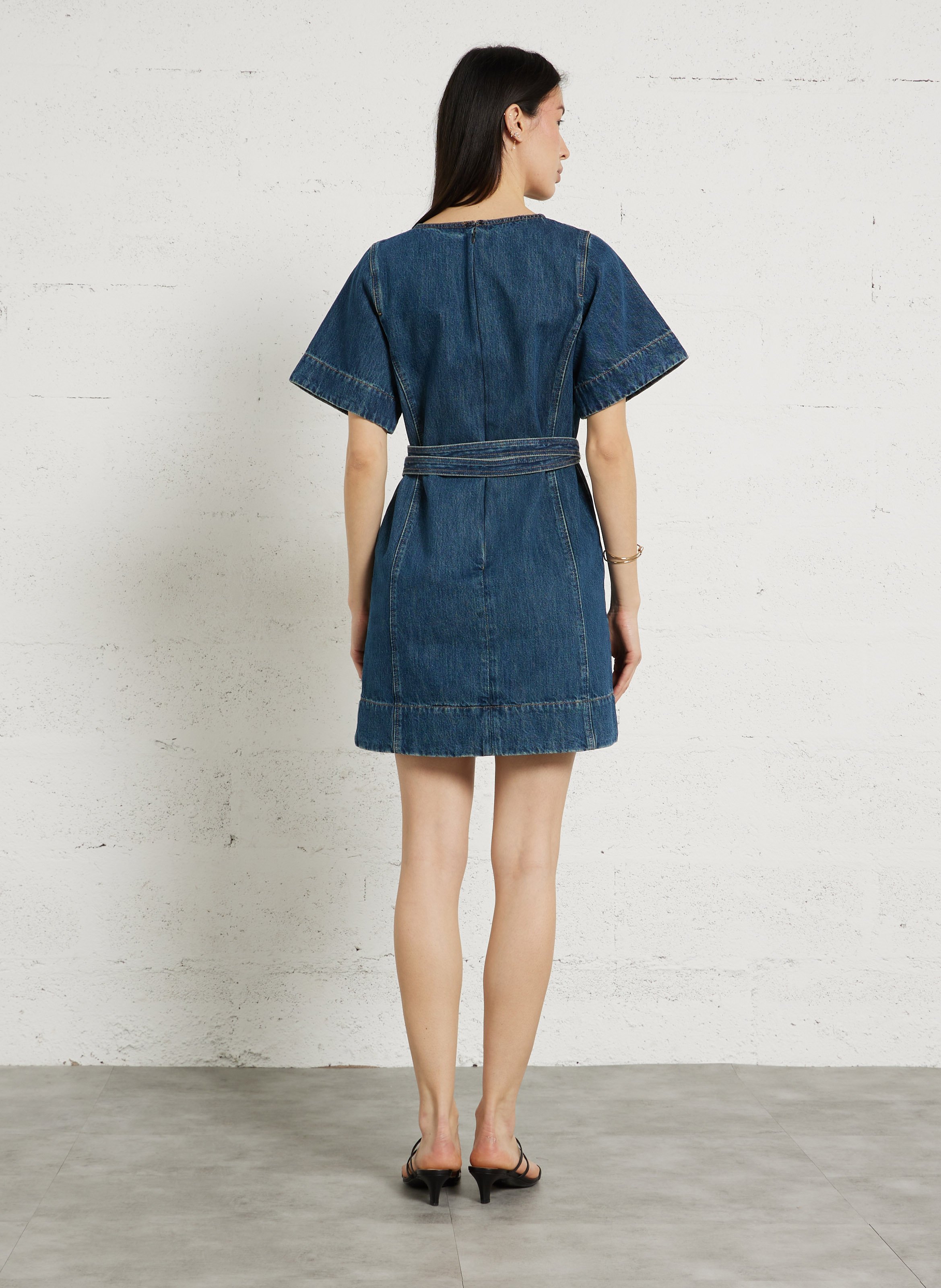 Robe courte en denim eclair SOEUR Bleu