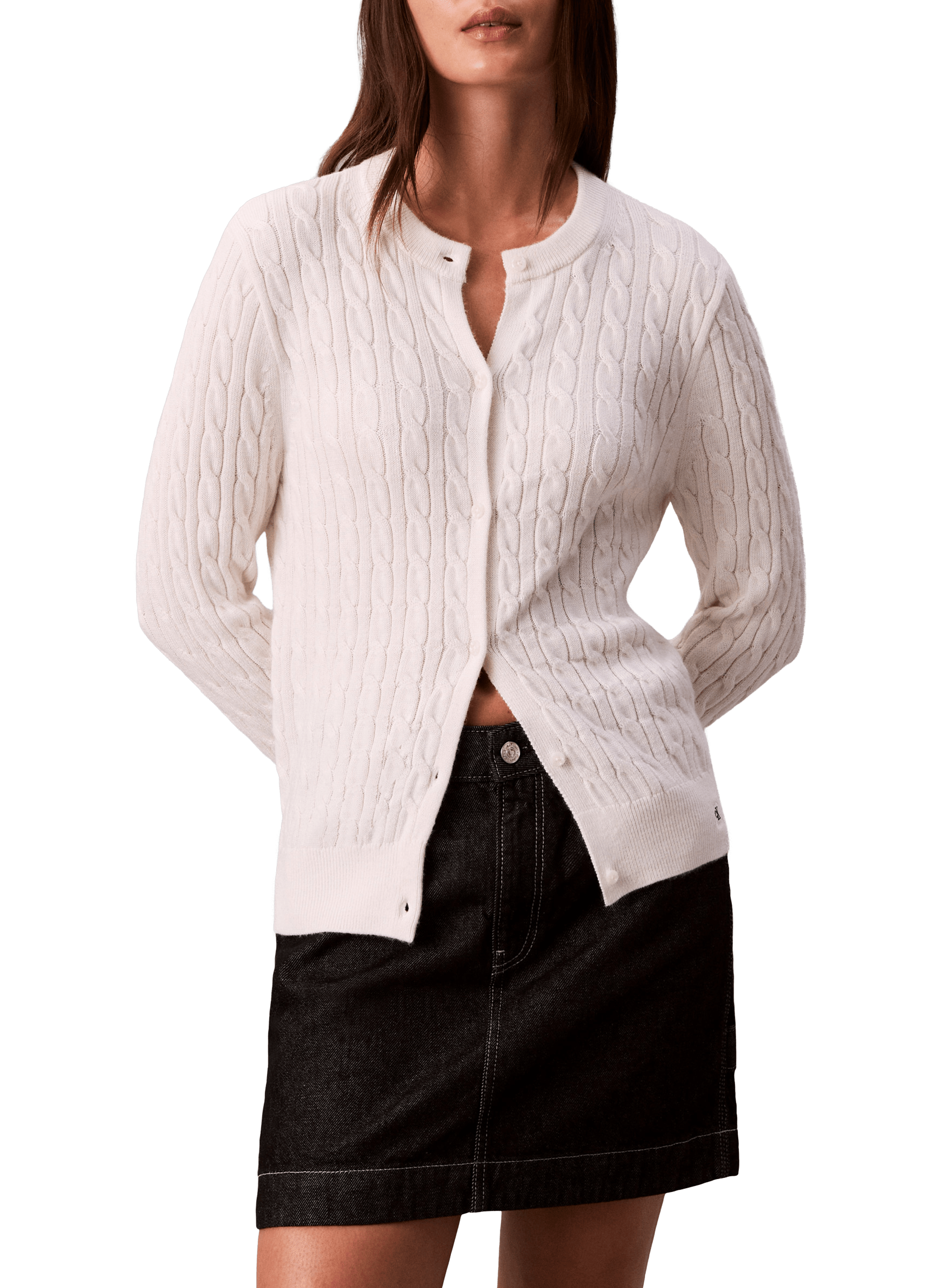 Cardigan côtelé en laine mélangée CALVIN KLEIN Beige