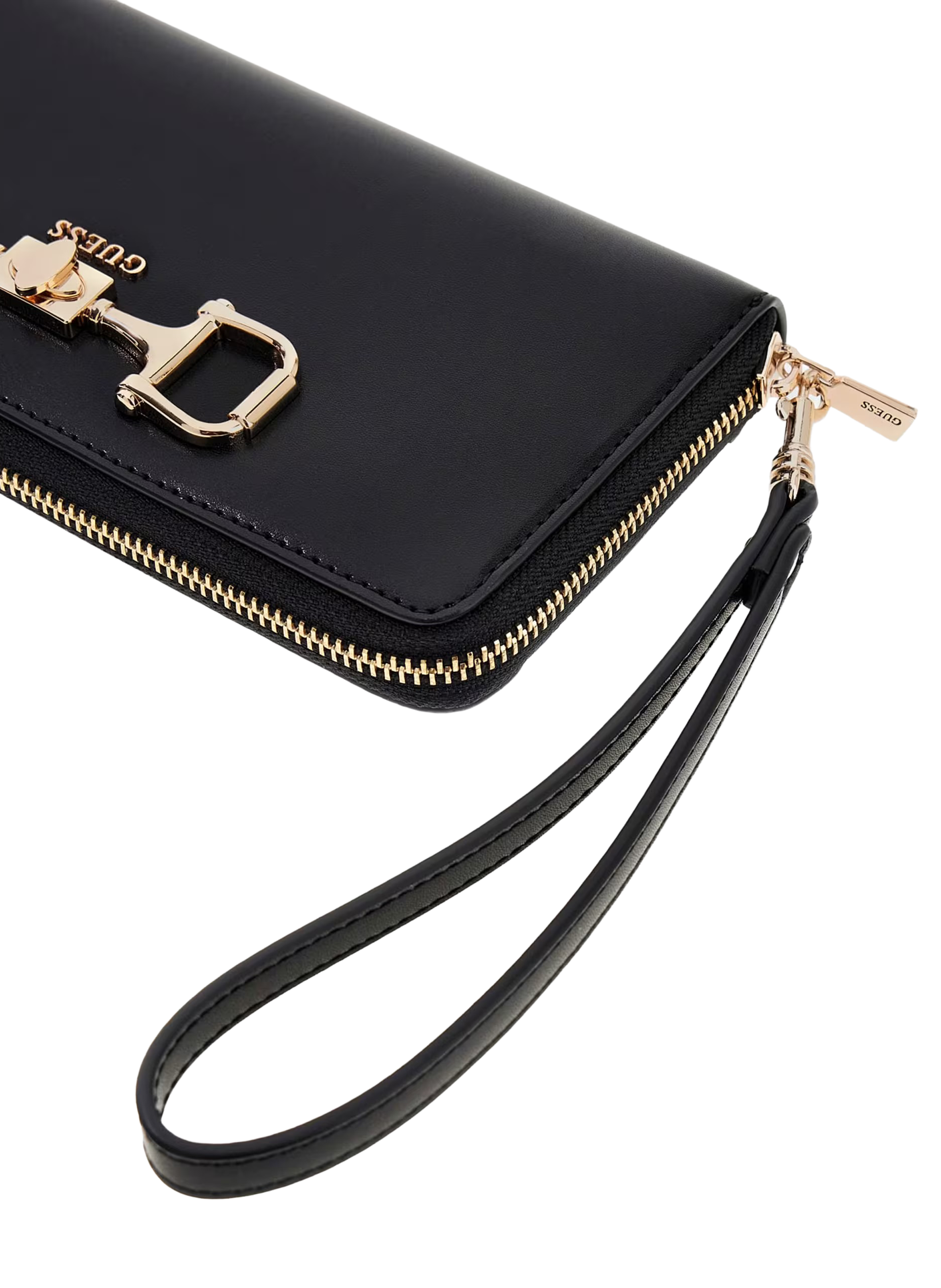 Portefeuille zip avec logo GUESS Noir