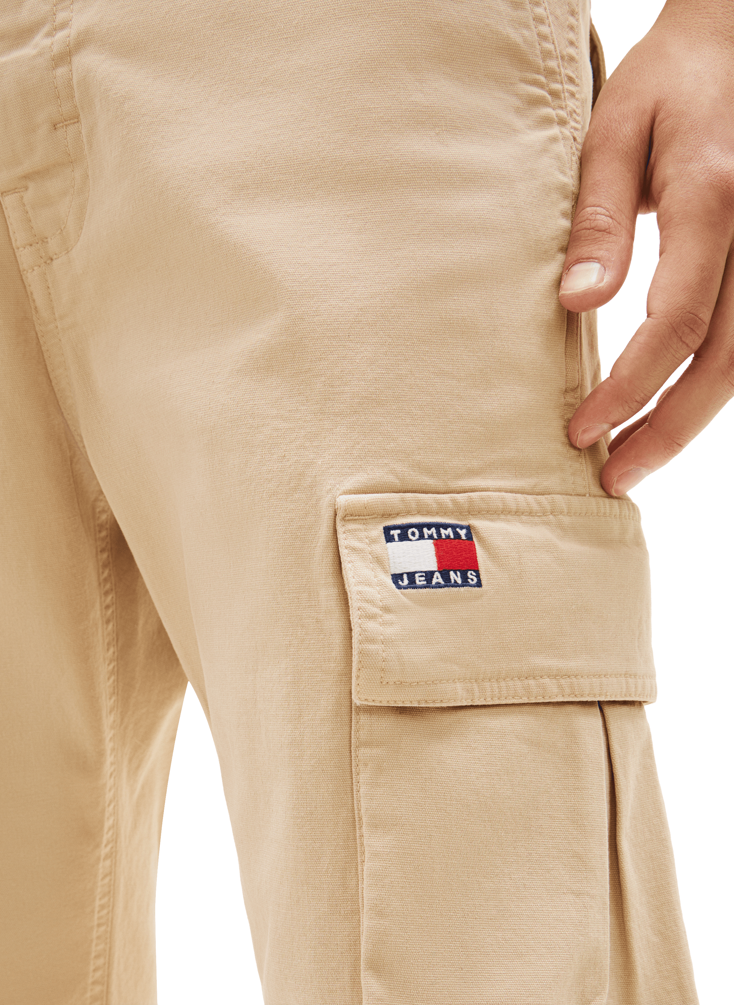 Straight cargo pants in mixed cotton TOMMY HILFIGER Beige