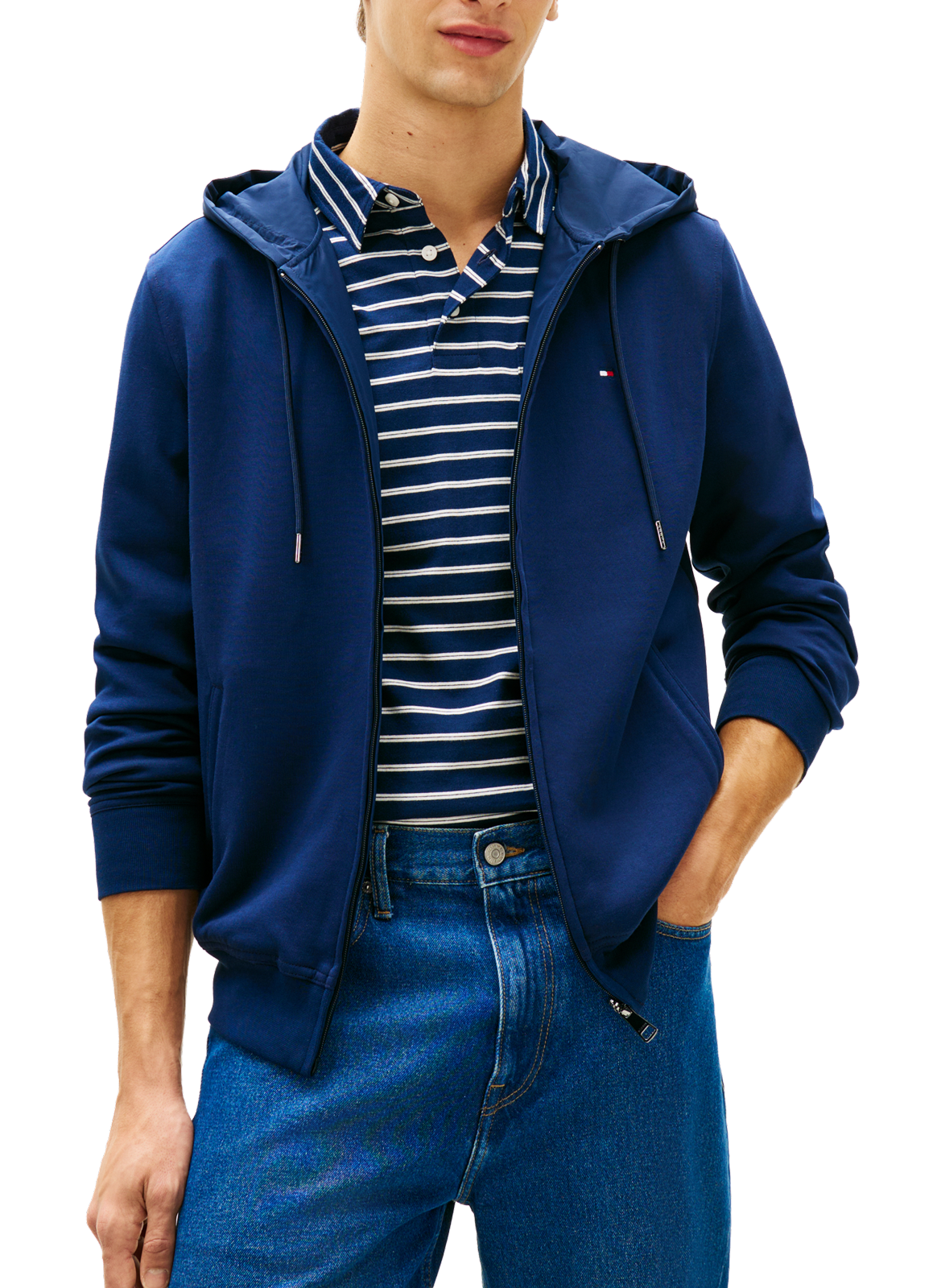 Reversible hooded sweatshirt in blended cotton TOMMY HILFIGER Blue
