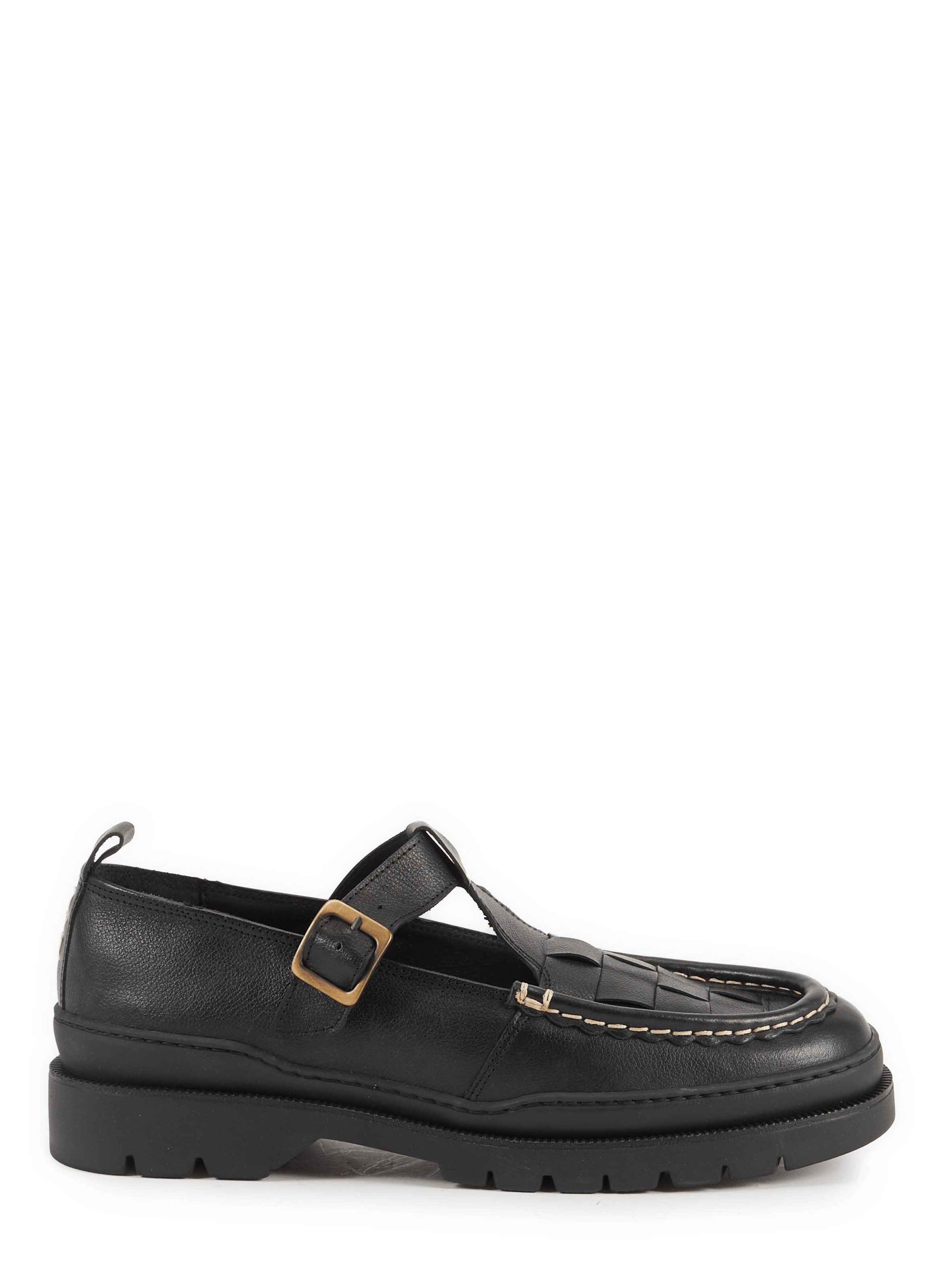 Sandales tressées en cuir grainé KLEMAN Noir