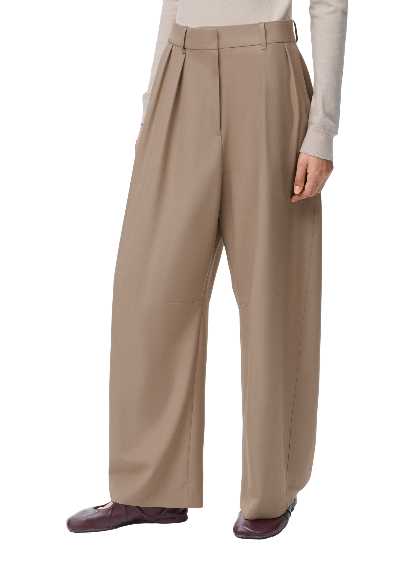 Pantalon tailleur barrel en laine LOEWE Beige