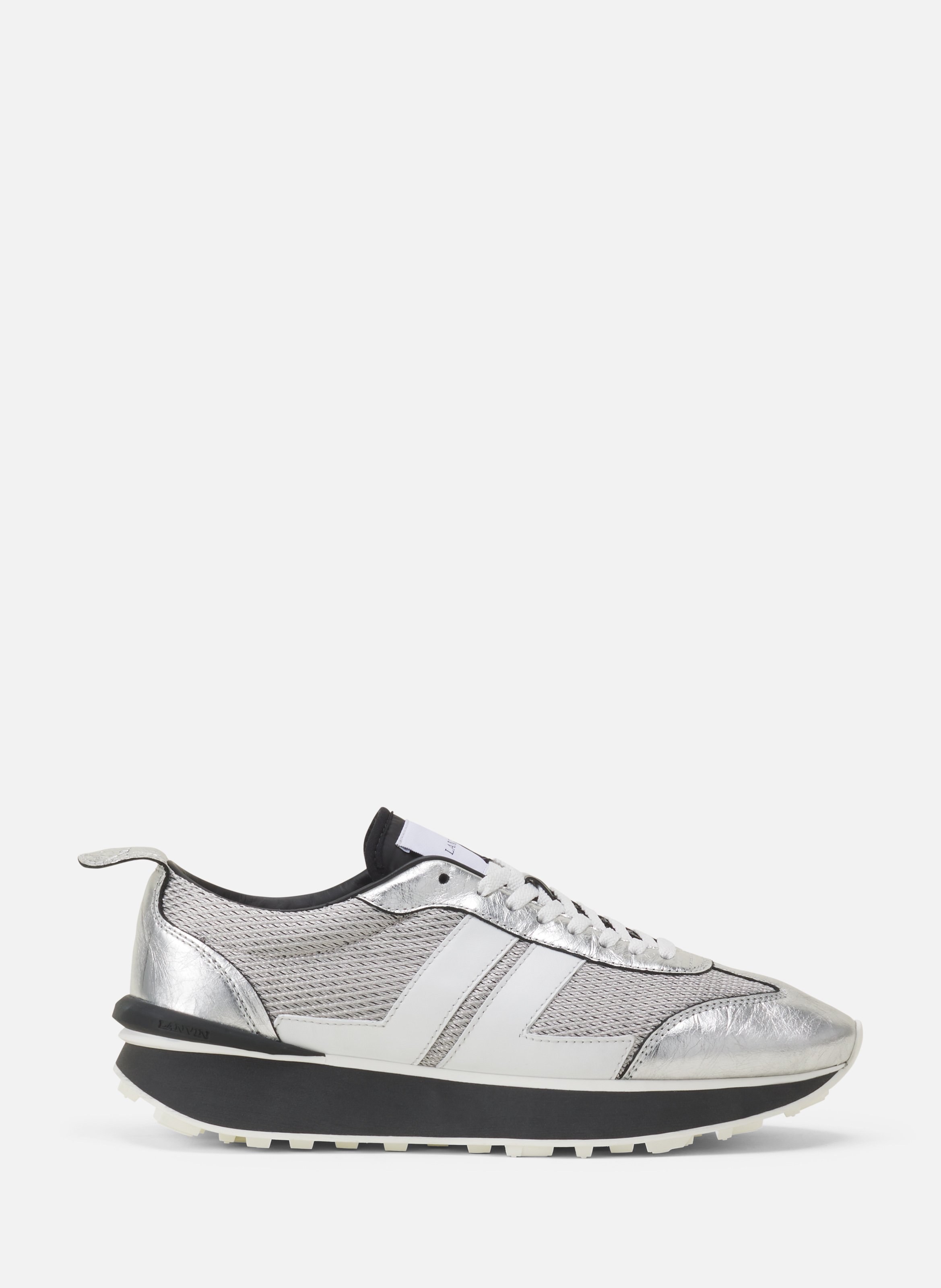 Sneakers bumpr en cuir metallise froisse LANVIN Blanc