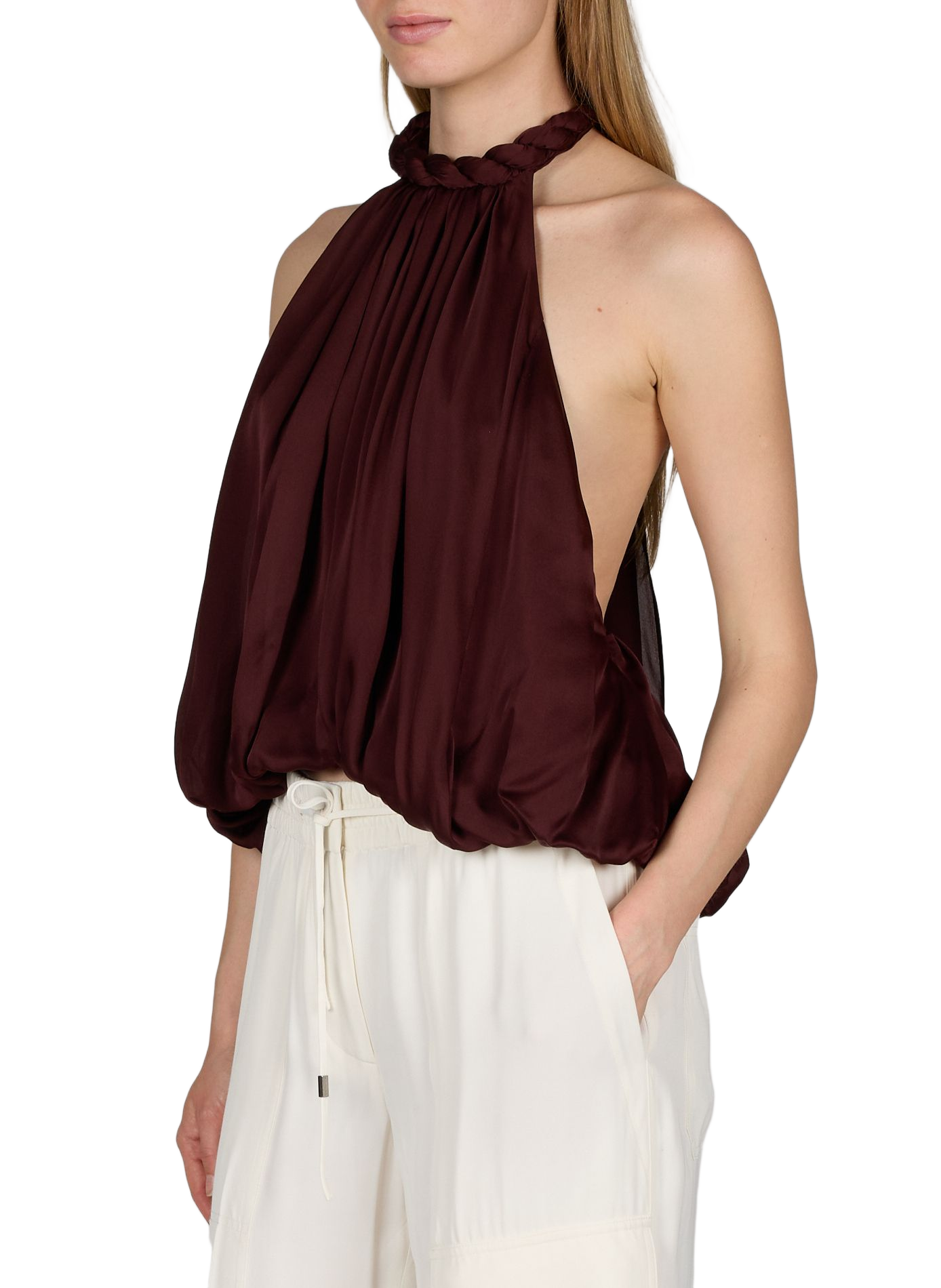 Billow Luna silk open back top ZIMMERMANN Red