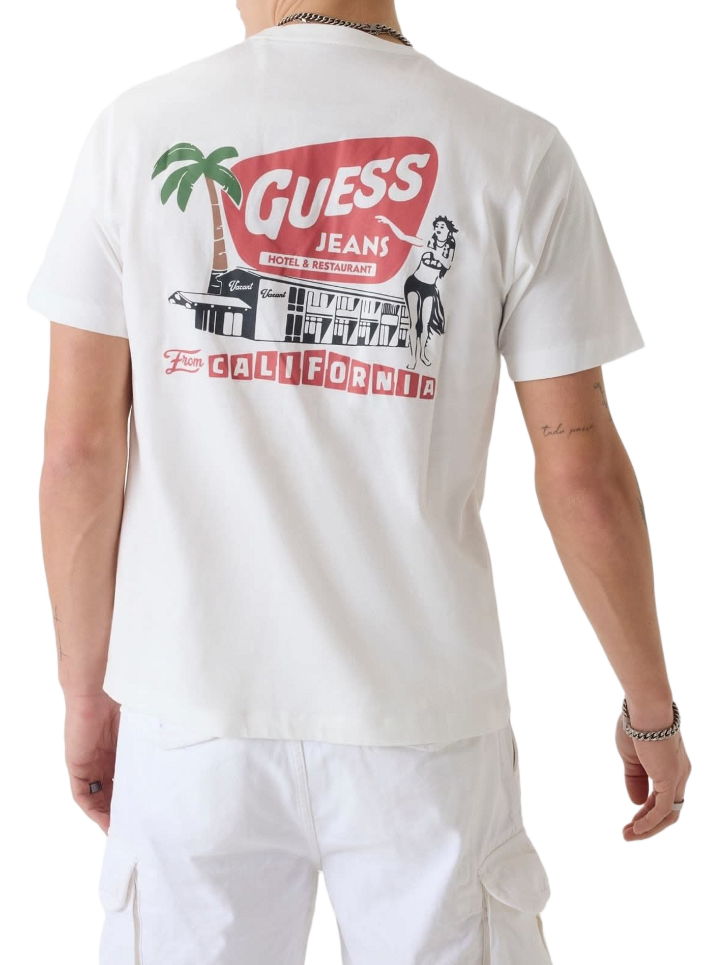 Cotton round-neck T-shirt GUESS White