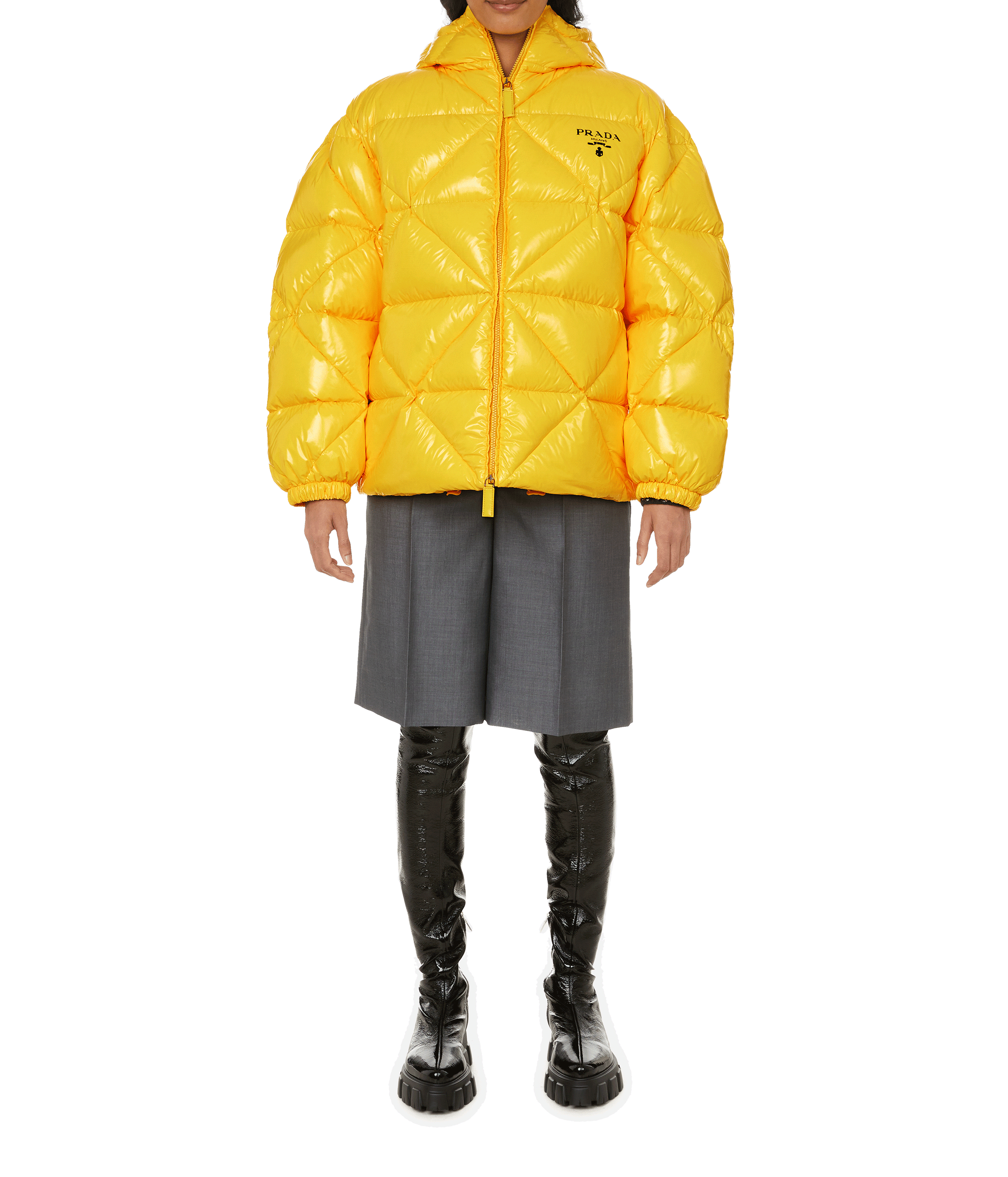 Logo-Daunenjacke PRADA Gelb