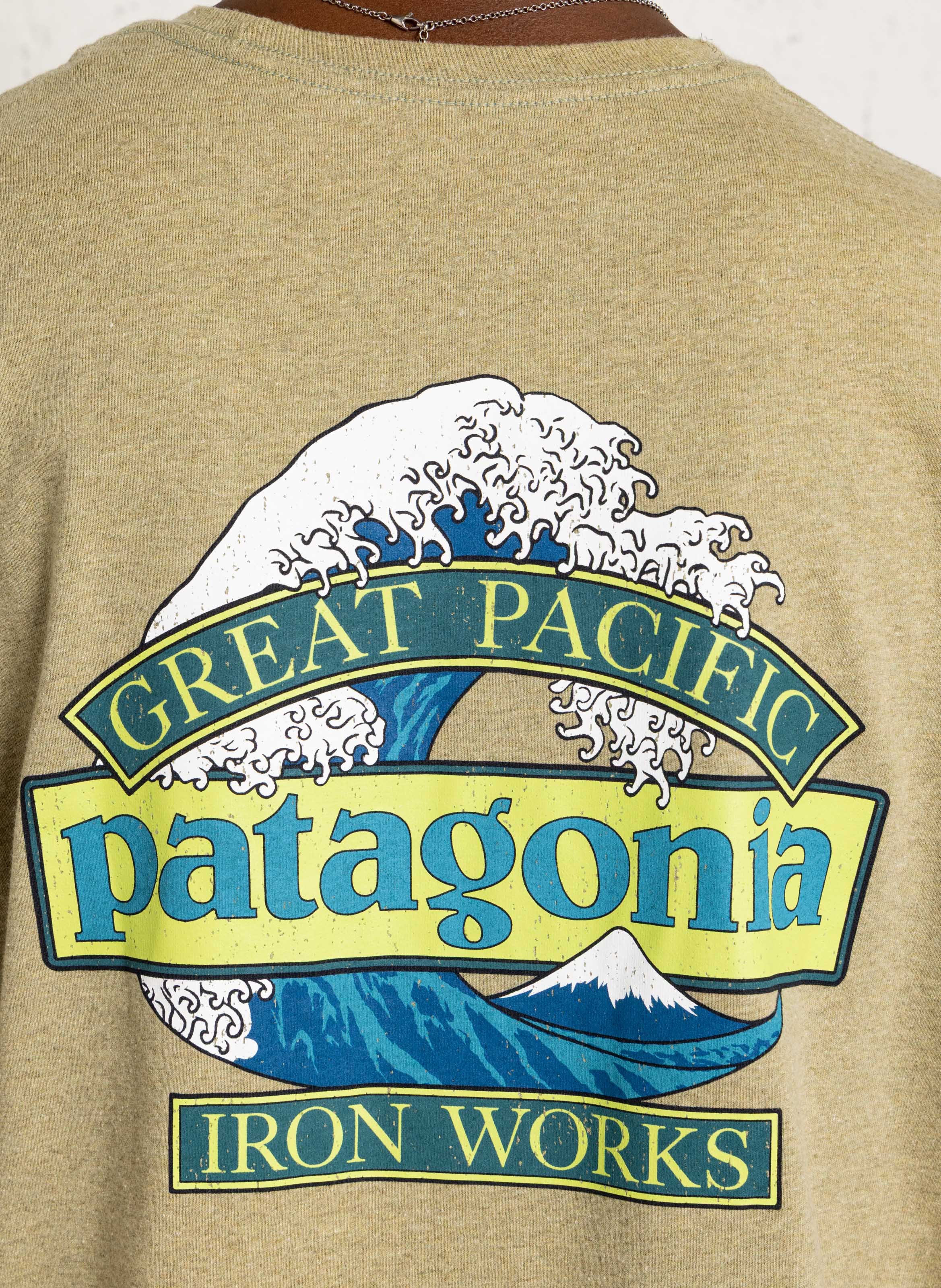 Straight round-neck t-shirt in blended recycled cotton PATAGONIA Beige