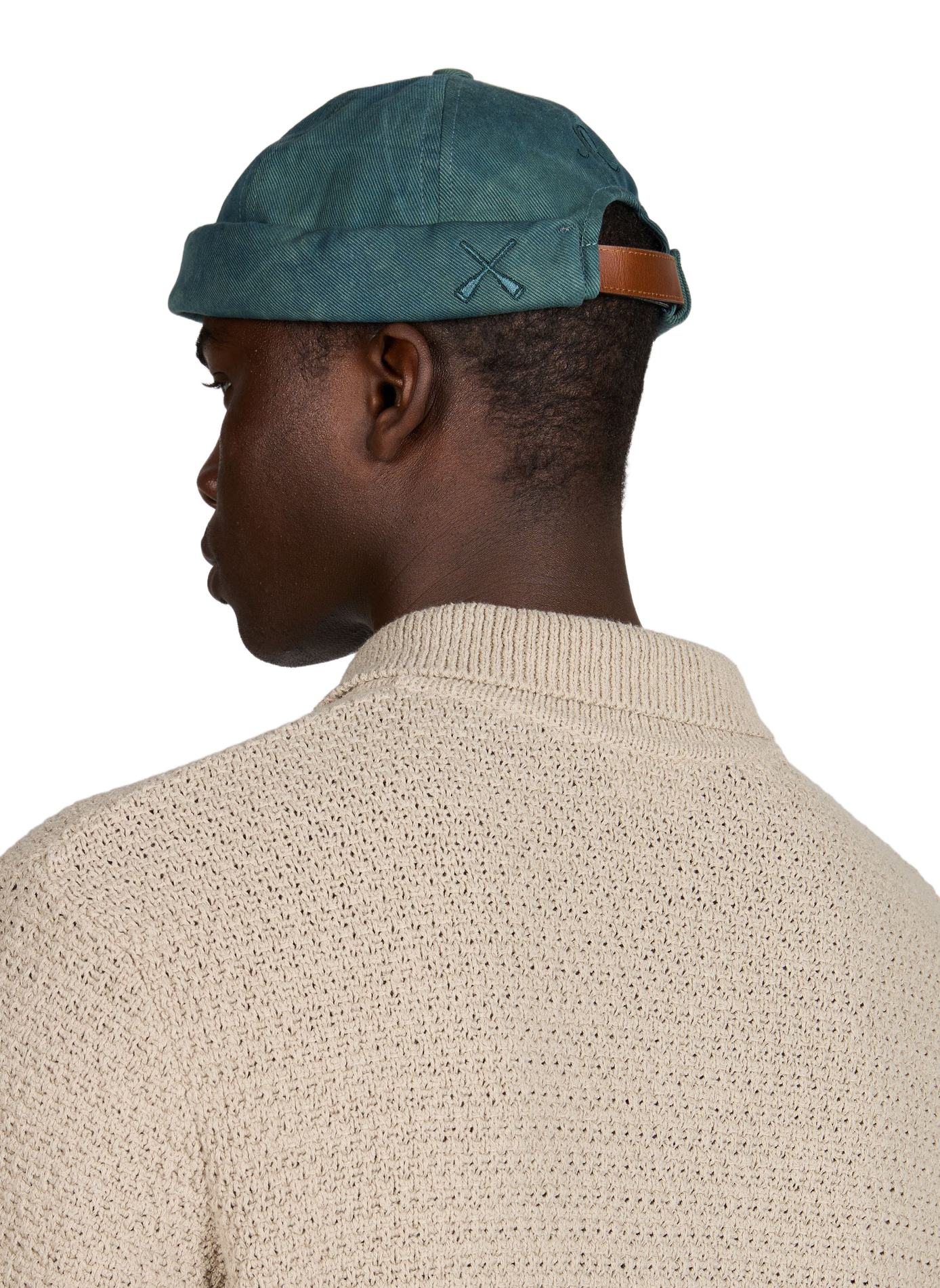 Chapeau brodé en coton BETON CIRE Bleu