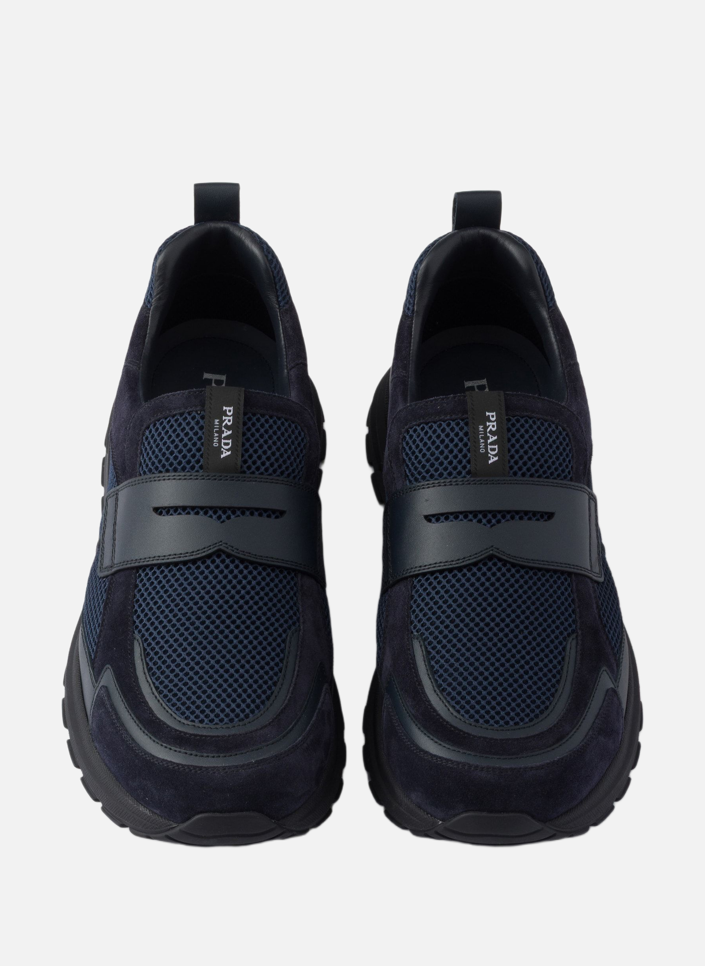 Mocassins prax en cuir et mesh PRADA Bleu