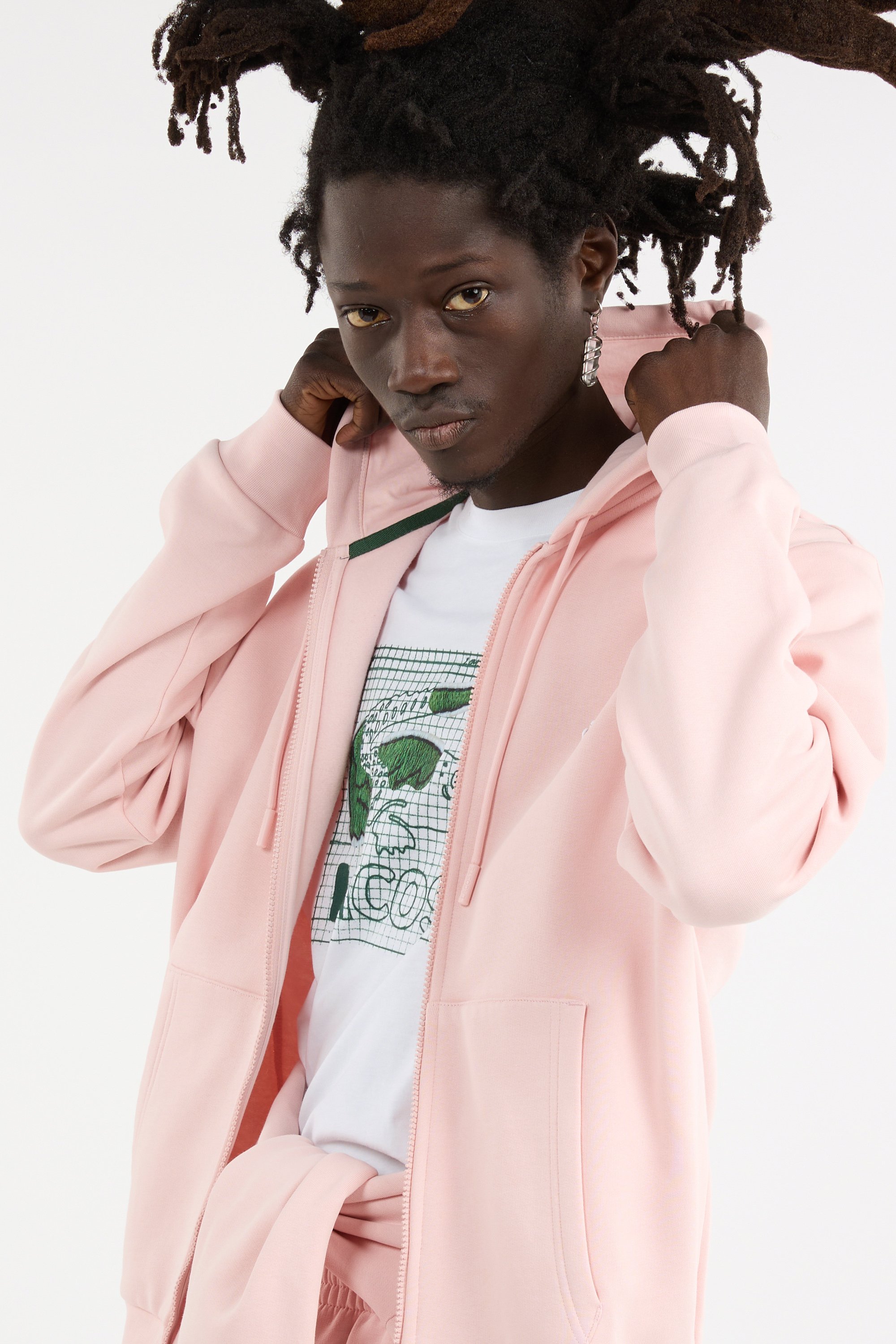 Hoodie zippé LACOSTE Rose