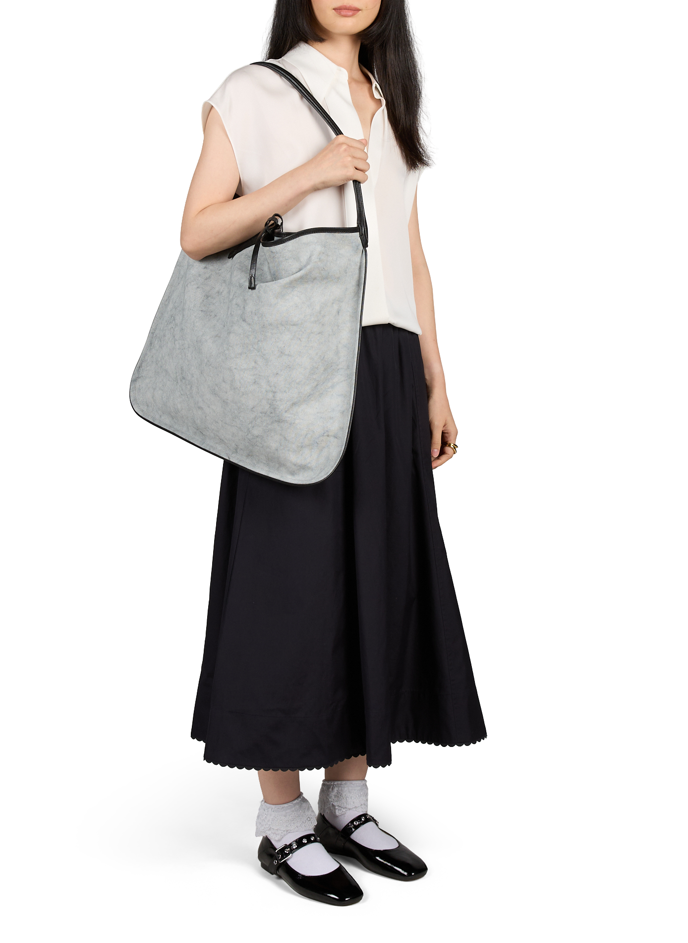 Leather baguette bag BONASTRE Blue