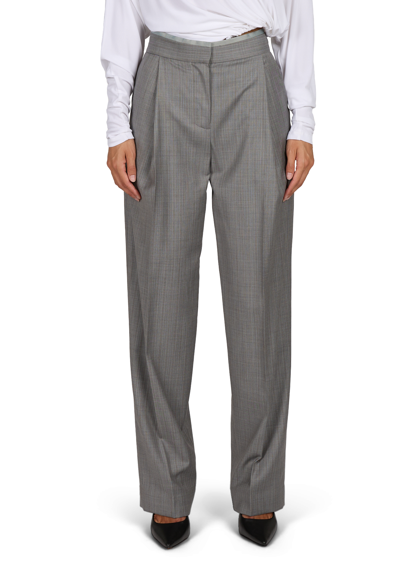 High-waisted wool pleated trousers CHRISTOPHER ESBER Grey
