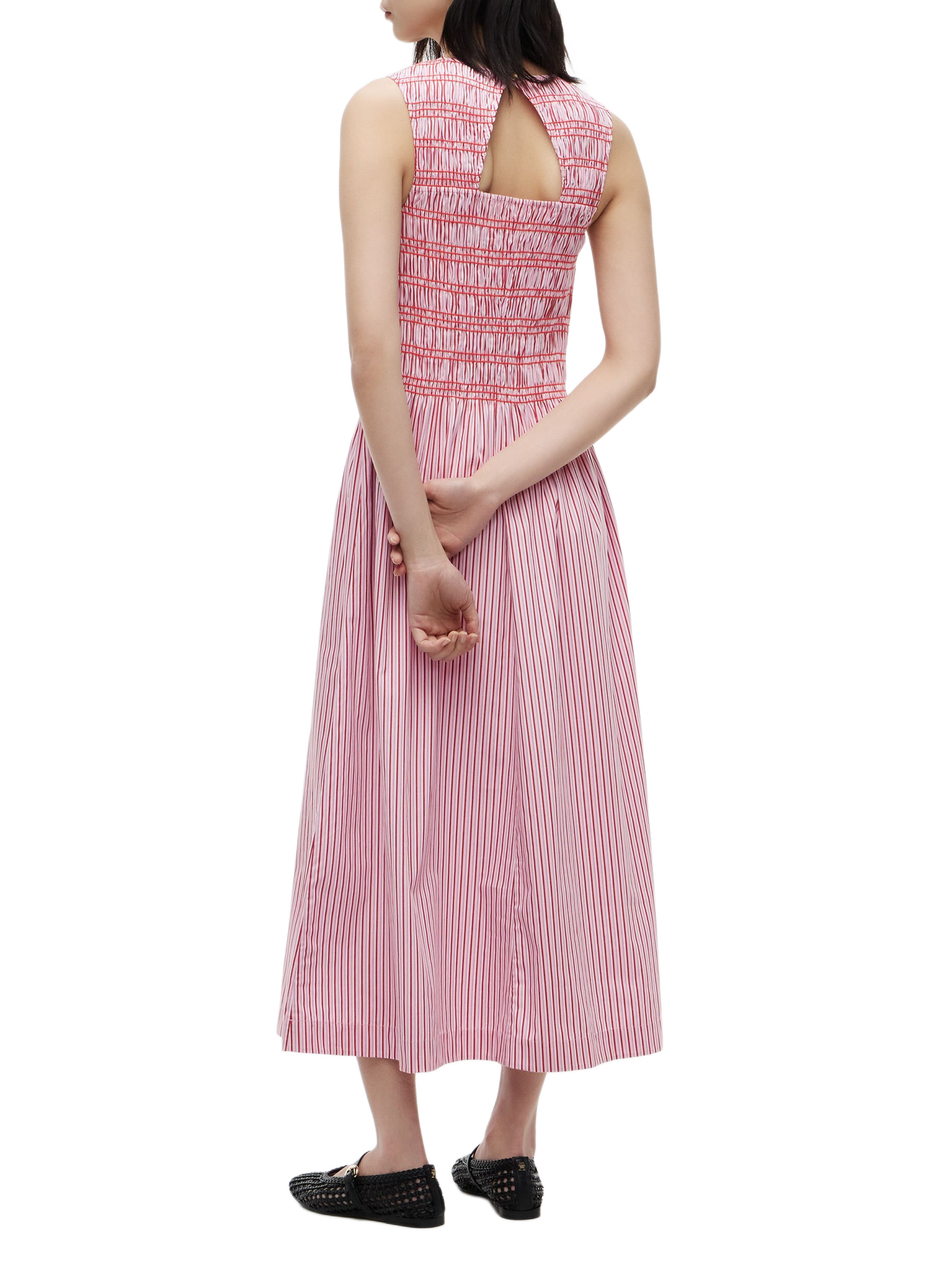 Robe longue col rond en coton rayé TOMMY HILFIGER Multicolore