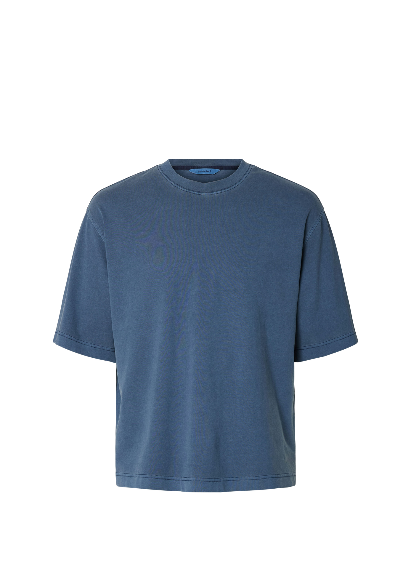 Oversized round neck cotton t-shirt SELECTED Blue