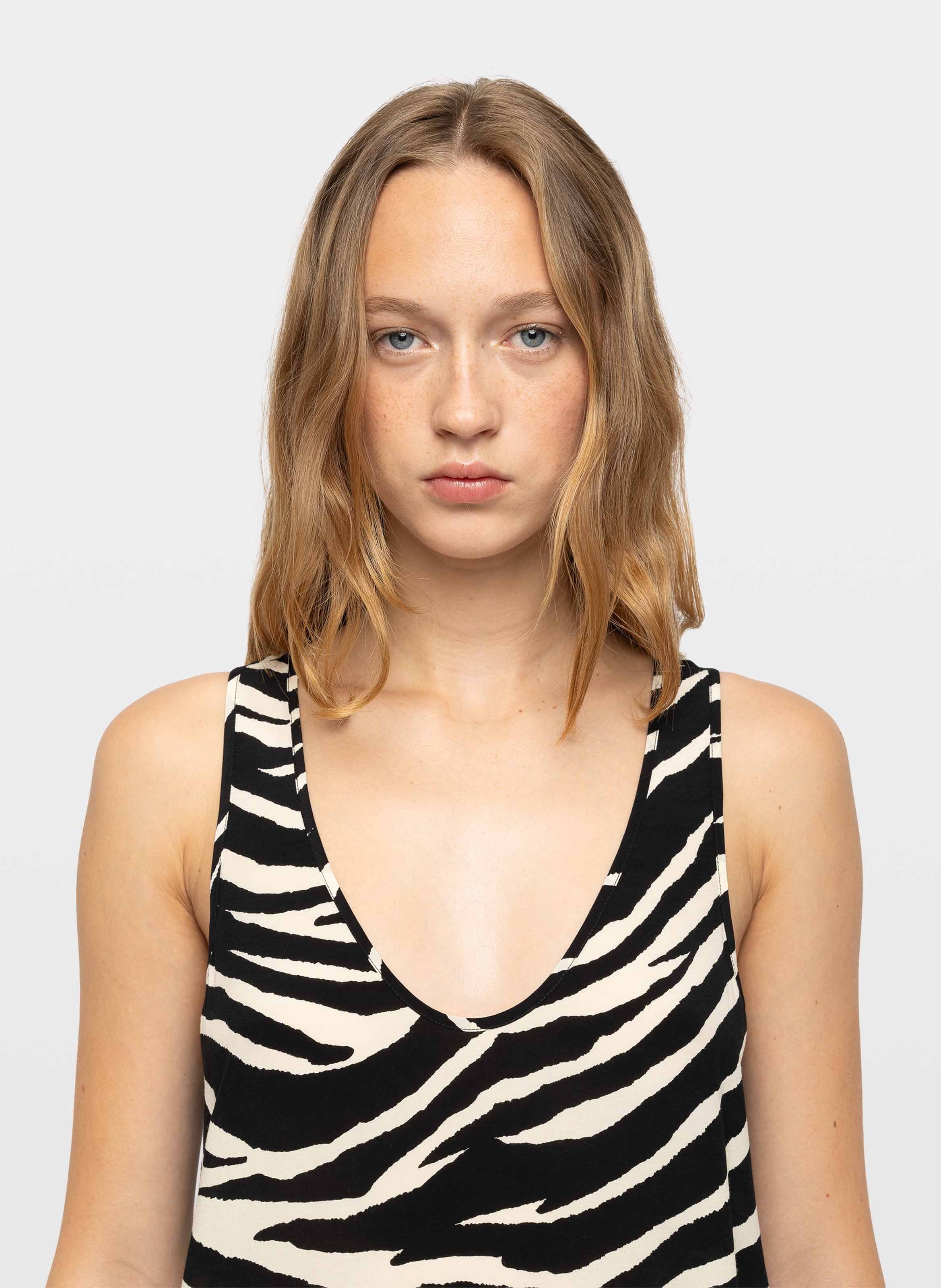 Top droit zébré col v tarys ZADIG&VOLTAIRE Noir