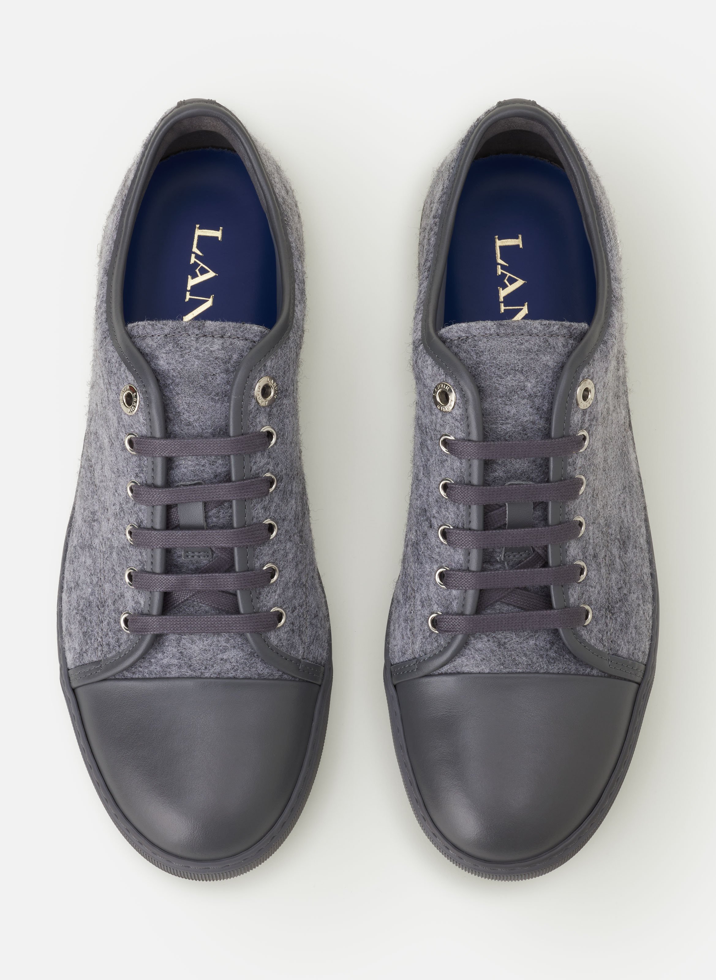 Sneakers dbb1 en feutre et cuir nappa LANVIN Gris