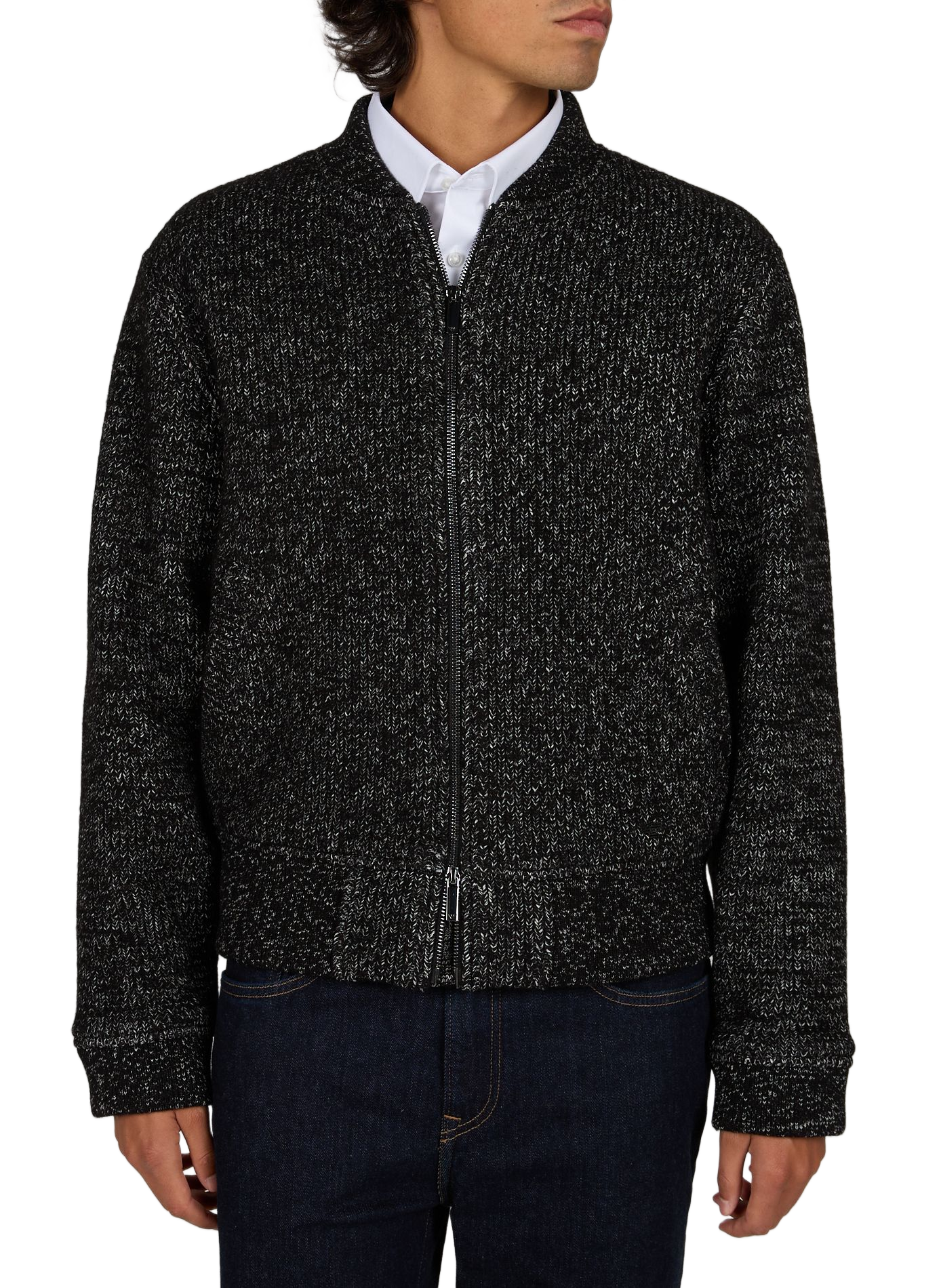 Jas met ronde hals in gemengde wol EMPORIO ARMANI Zwart