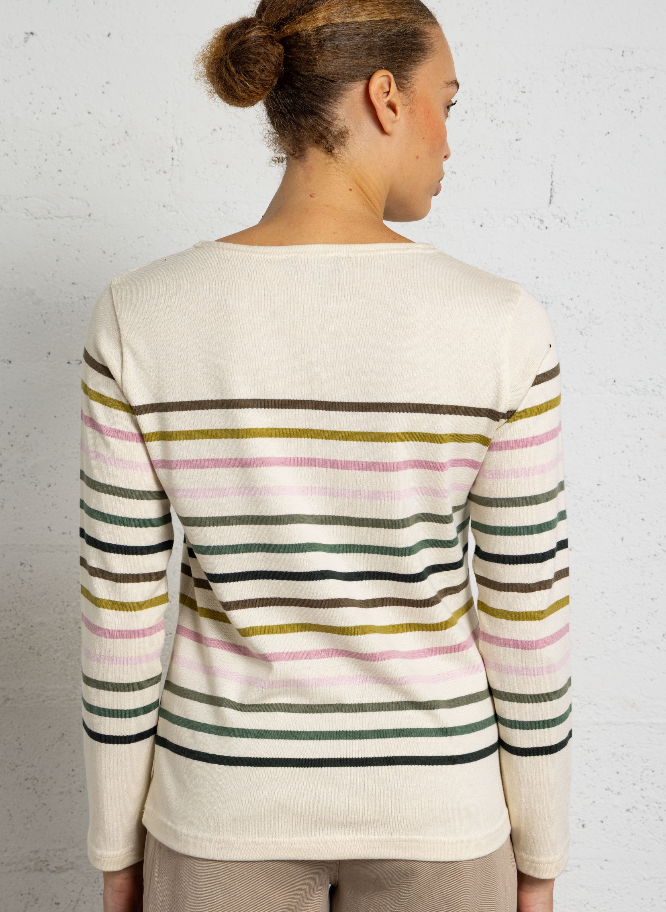 Ronde hals streepshirt van katoen. ARMOR-LUX Beige