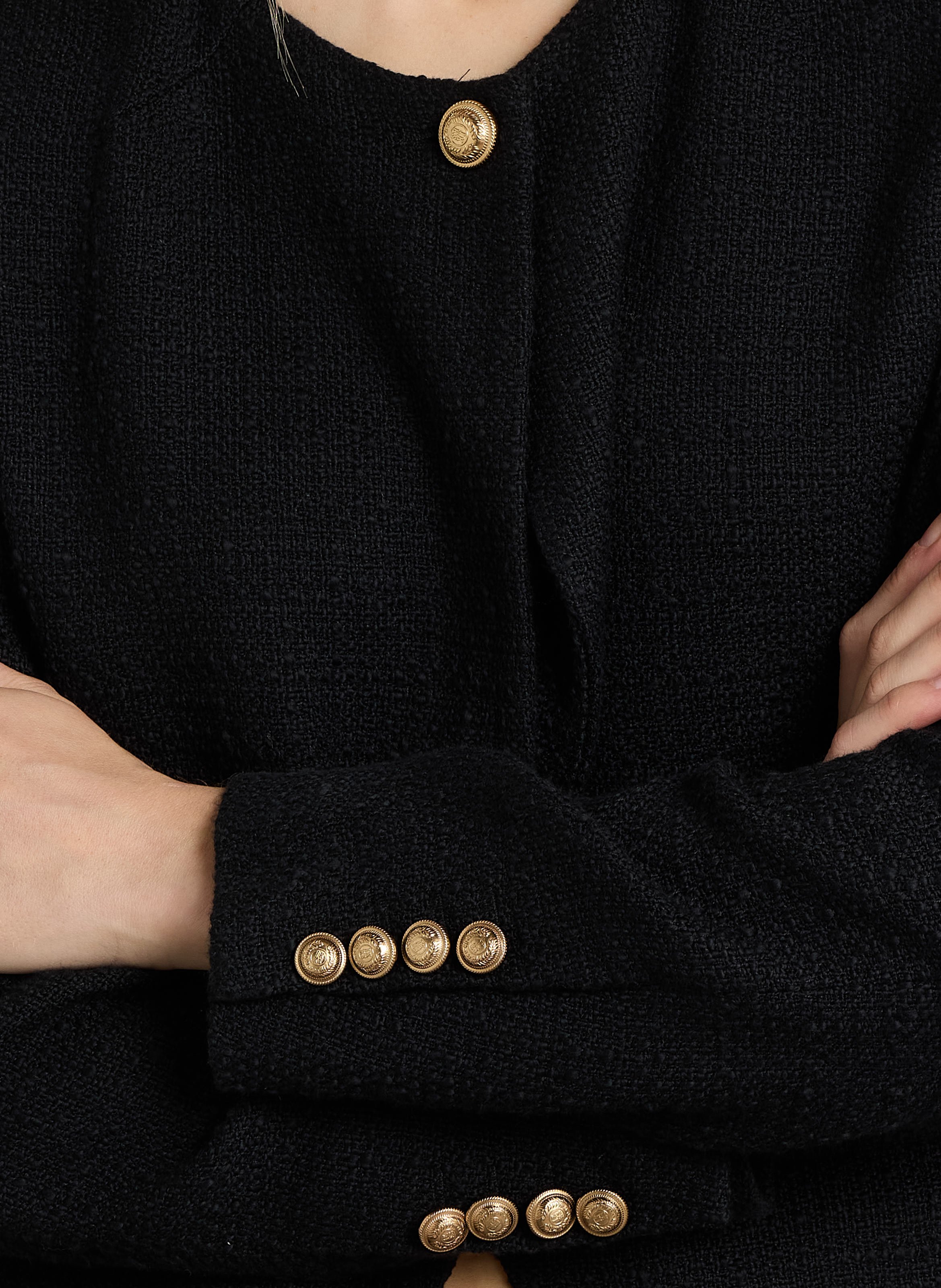 Veste courte et droite effet tweed IKKS Noir