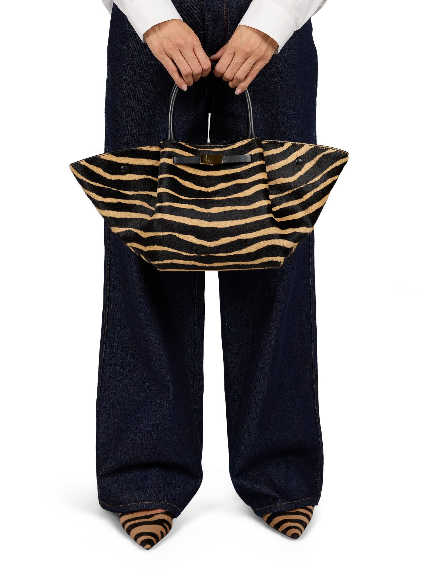 Striped leather handbag DEMELLIER LONDON Multicolour