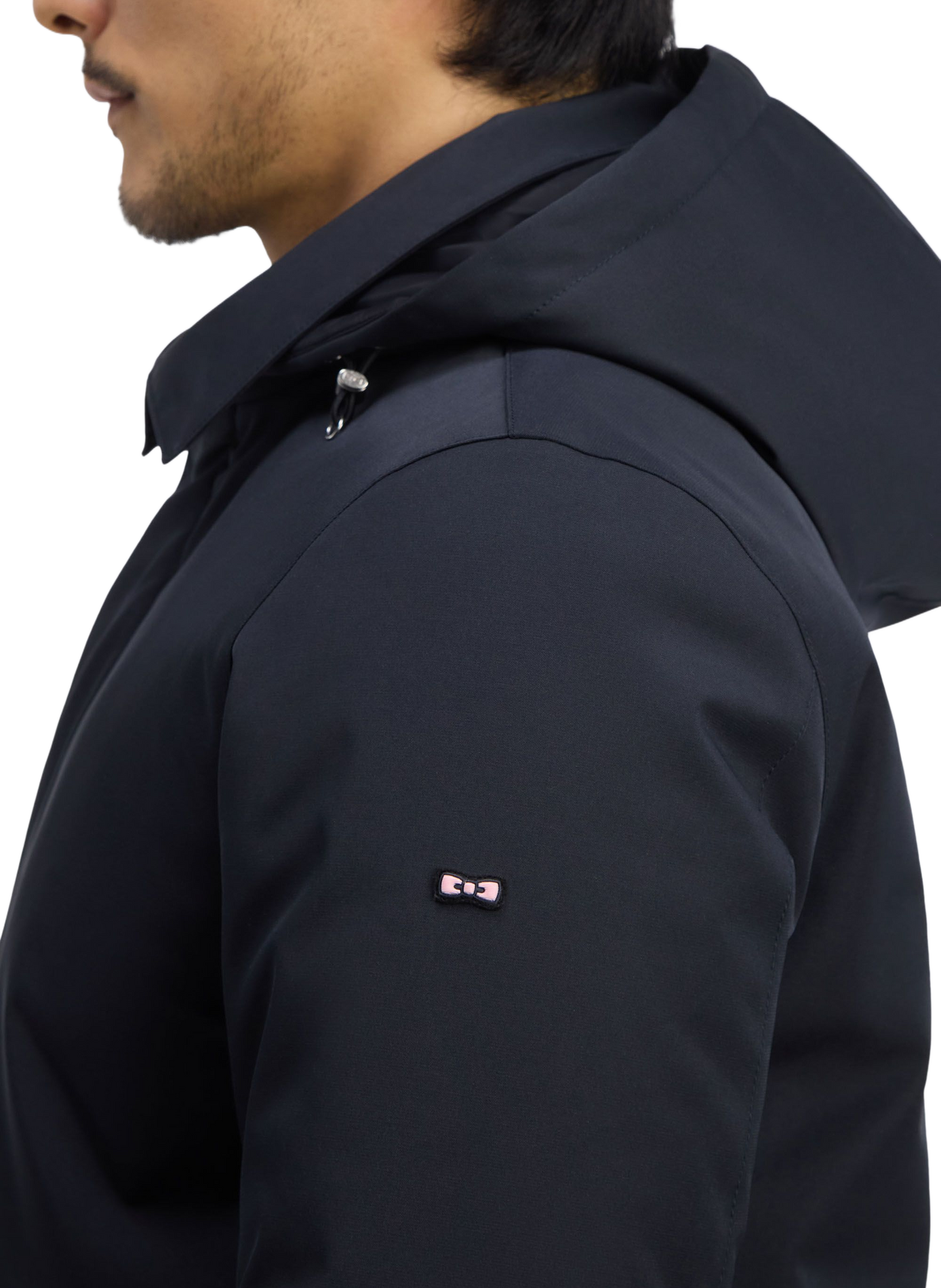 Plain hooded straight parka EDEN PARK Black